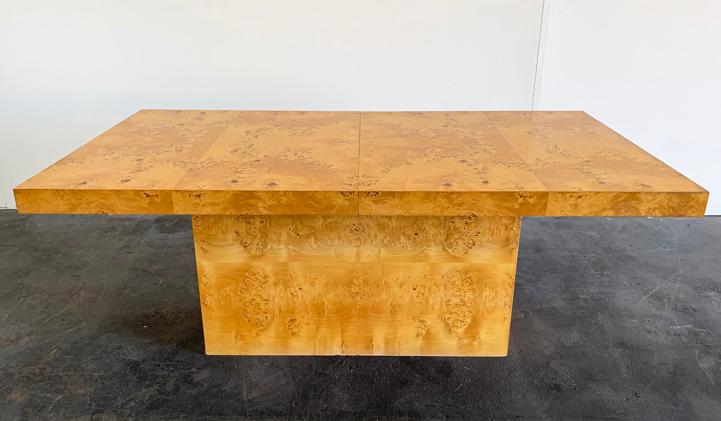 Mid-Century Modern Milo Baughman Burl Pedestal Dining Table