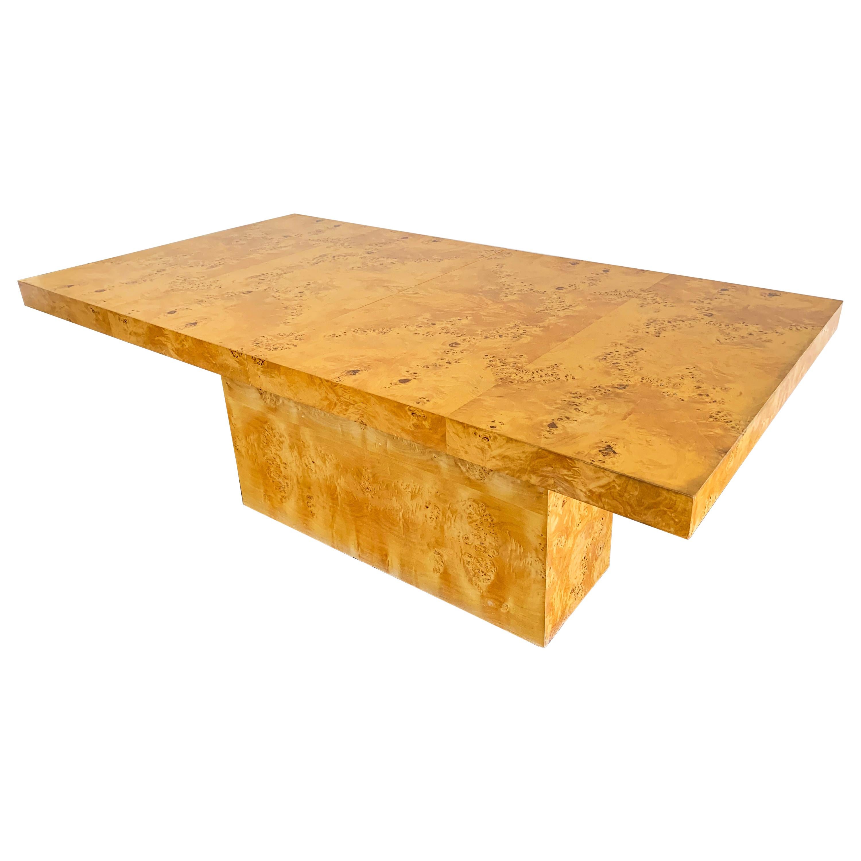 Milo Baughman Burl Pedestal Dining Table