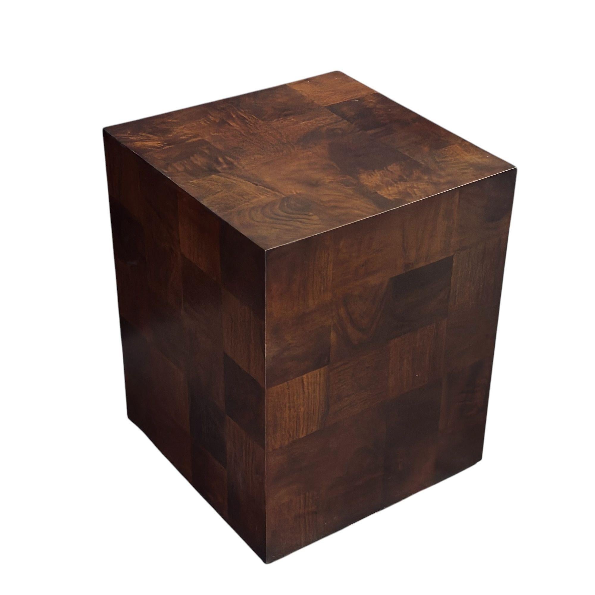 Milo Baughman Walnut Patchwork Side/End Table, 1970. Restored
Measures 20” long 20” wide 25’ tall