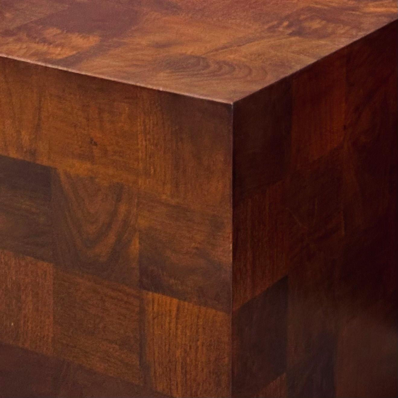 Late 20th Century Milo Baughman Burl Walnut Patchwork Side/End Table, 1970