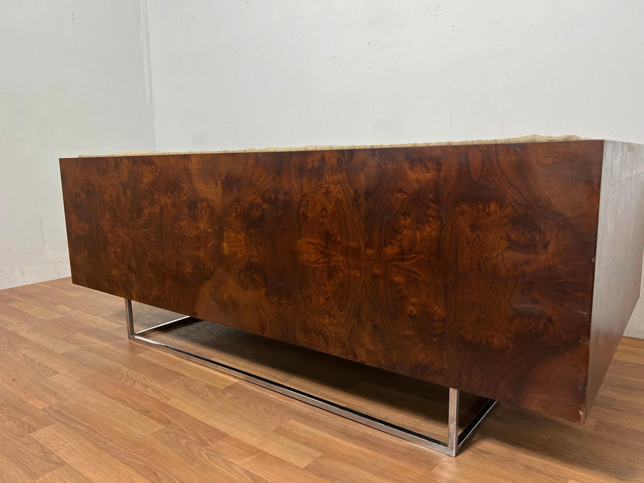 Milo Baughman Burl Wood Cased Loveseat Sofa for Thayer Coggin, circa 1960s For Sale 3