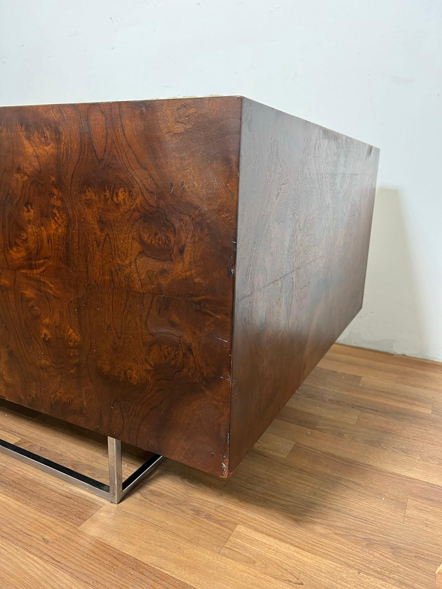 Milo Baughman Burl Wood Cased Loveseat Sofa for Thayer Coggin, circa 1960s For Sale 4