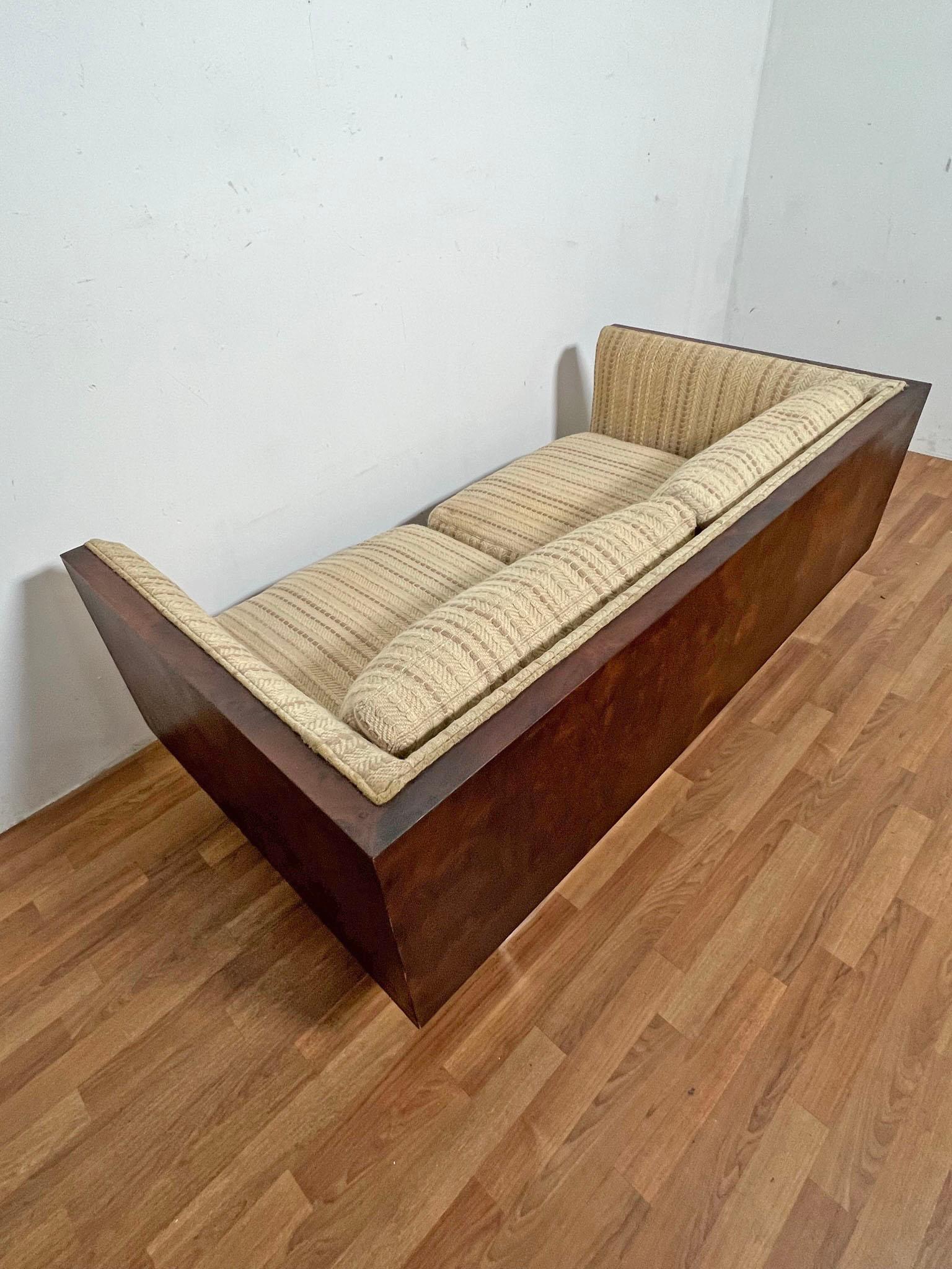 Milo Baughman Burl Wood Cased Loveseat Sofa for Thayer Coggin, circa 1960s For Sale 2