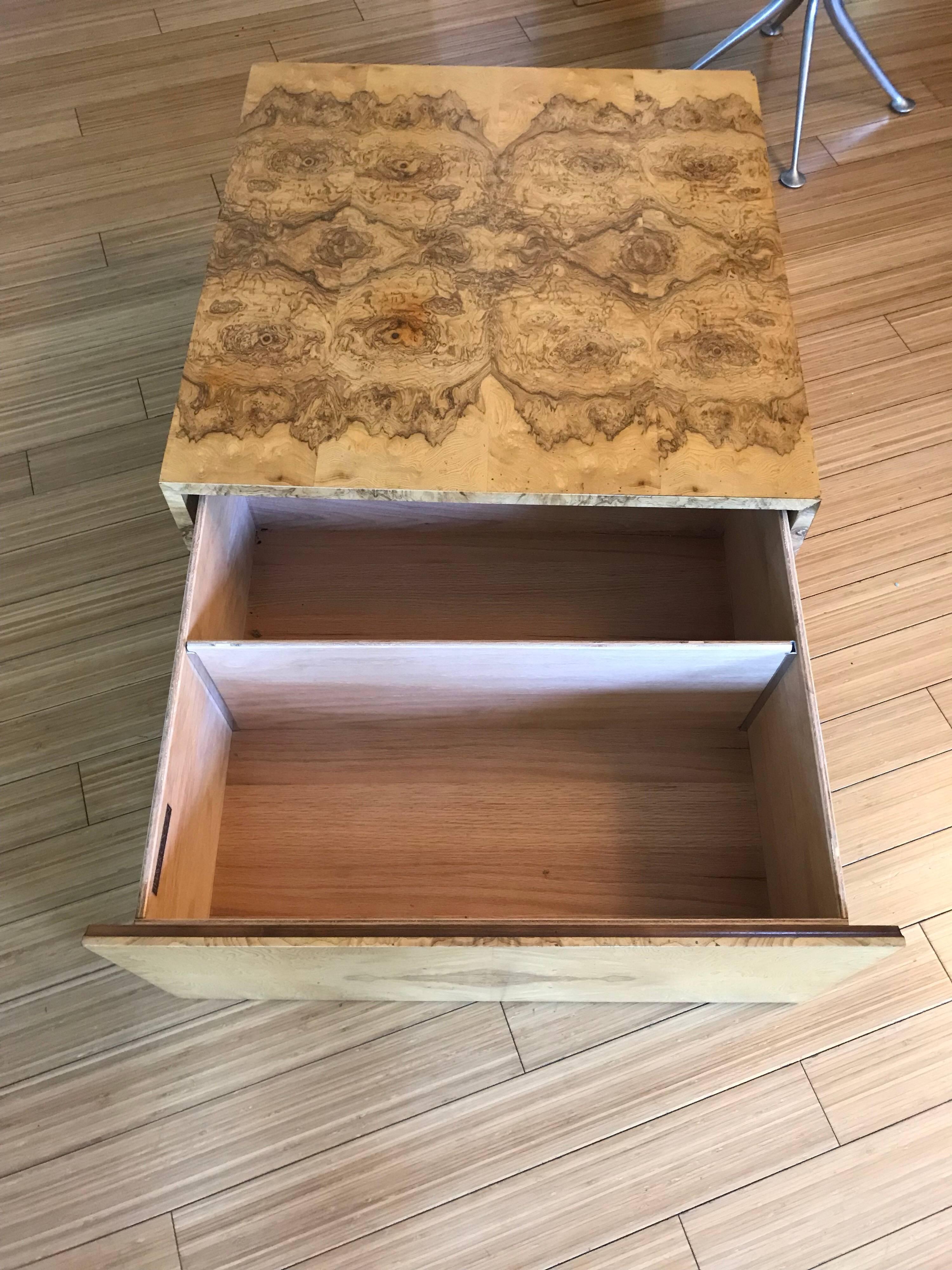 Milo Baughman Burl Wood Cube Coffee Table with Storage In Good Condition In Los Angeles, CA
