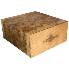 Milo Baughman Burl Wood Cube Coffee Table with Storage