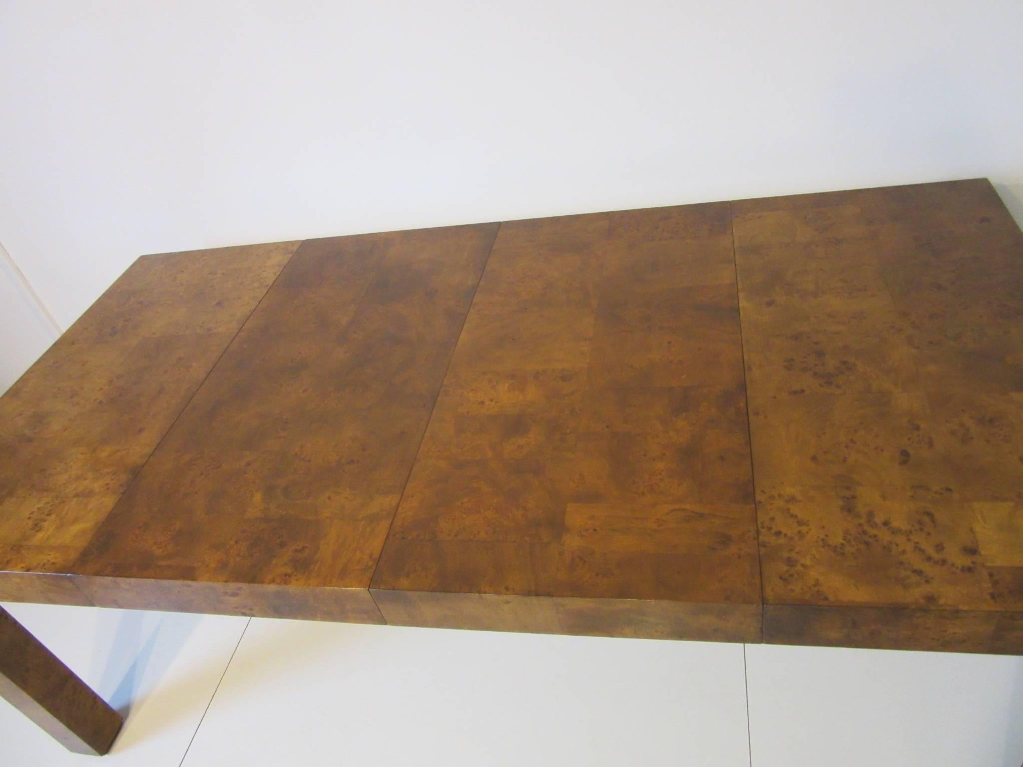 20th Century Milo Baughman Burl Wood Dining Table or Conference Table