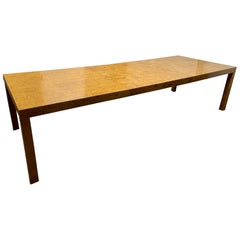 Milo Baughman Burl Wood Dining Table with Two Leaves