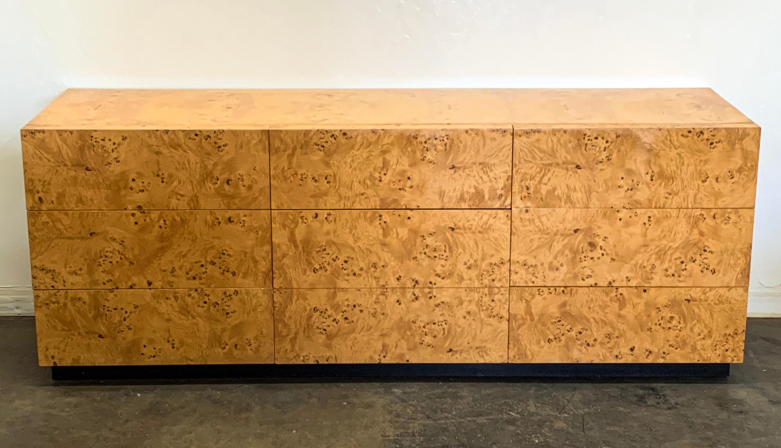 Mid-Century Modern Milo Baughman Burl Wood Dresser or Credenza