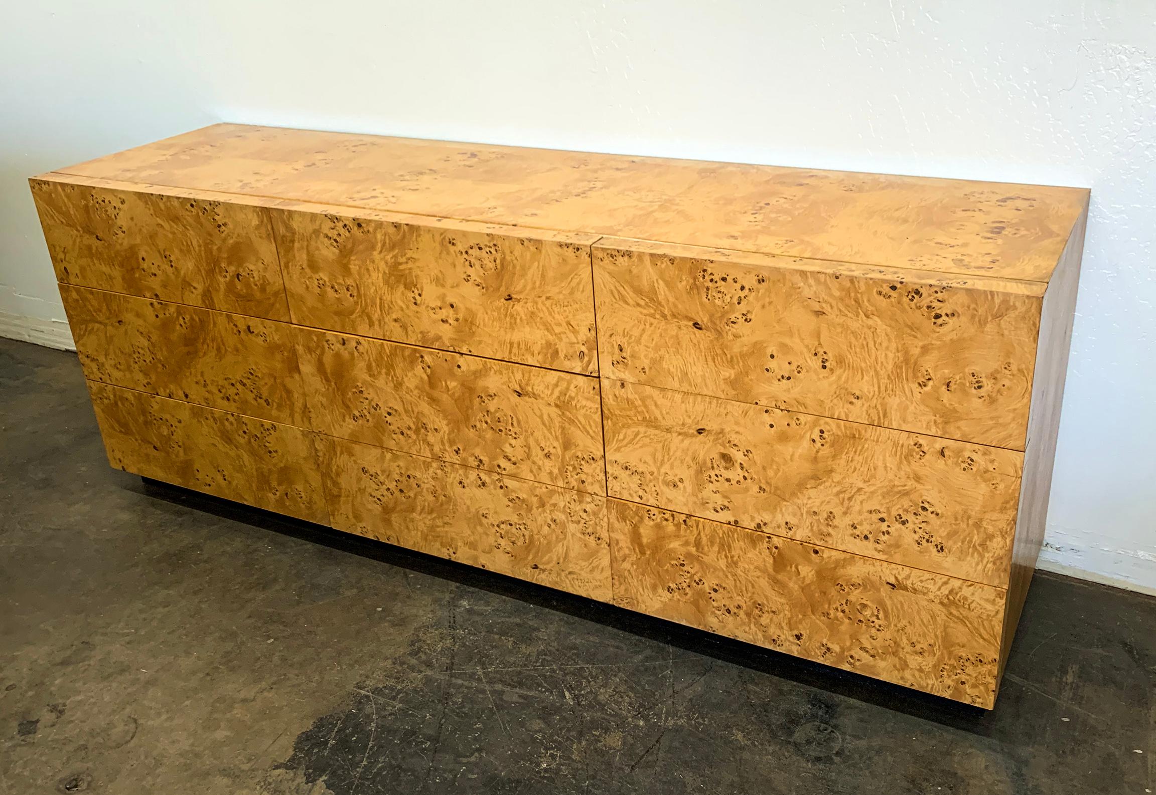Milo Baughman Burl Wood Dresser or Credenza In Good Condition In Culver City, CA