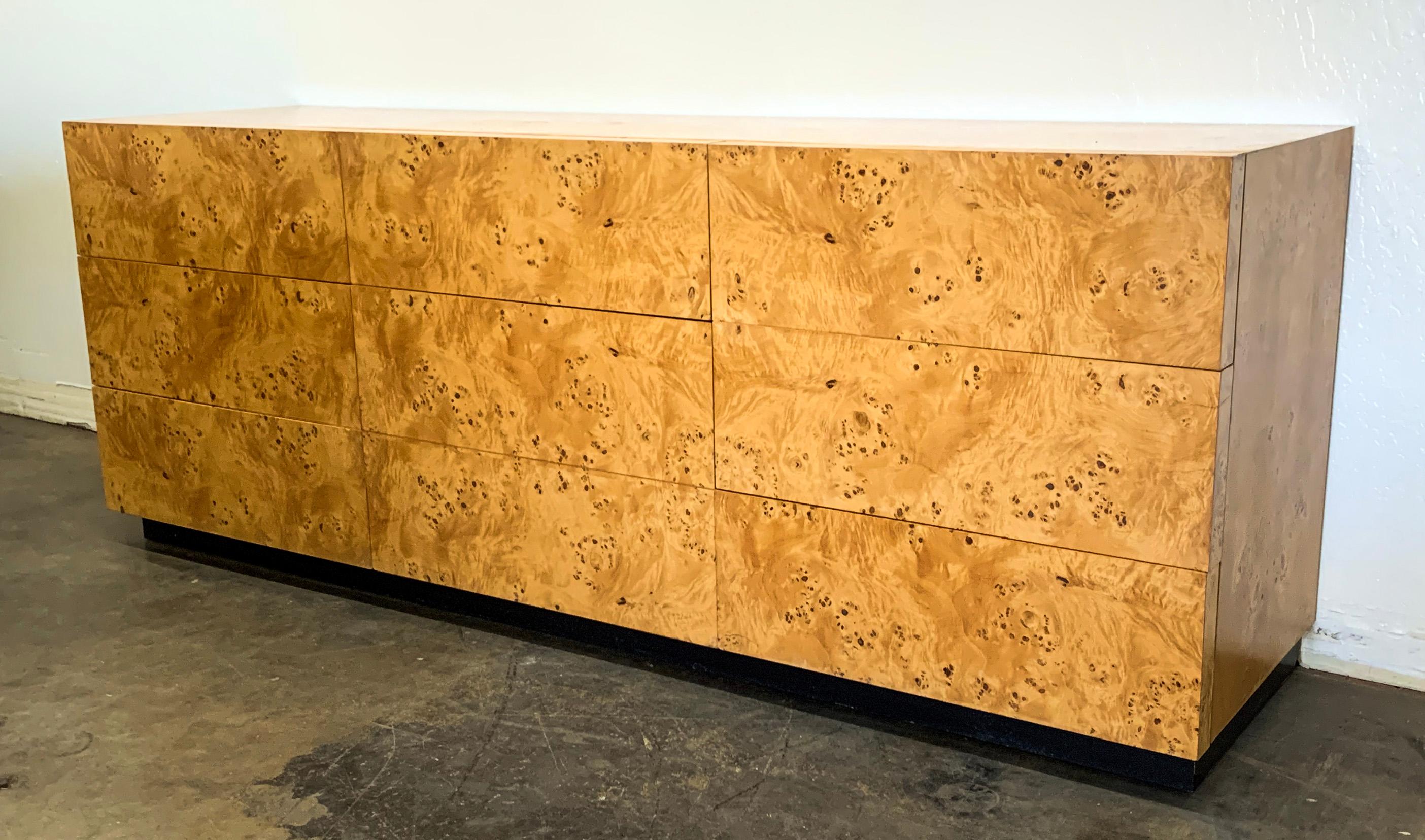 Milo Baughman Burl Wood Dresser or Credenza 3