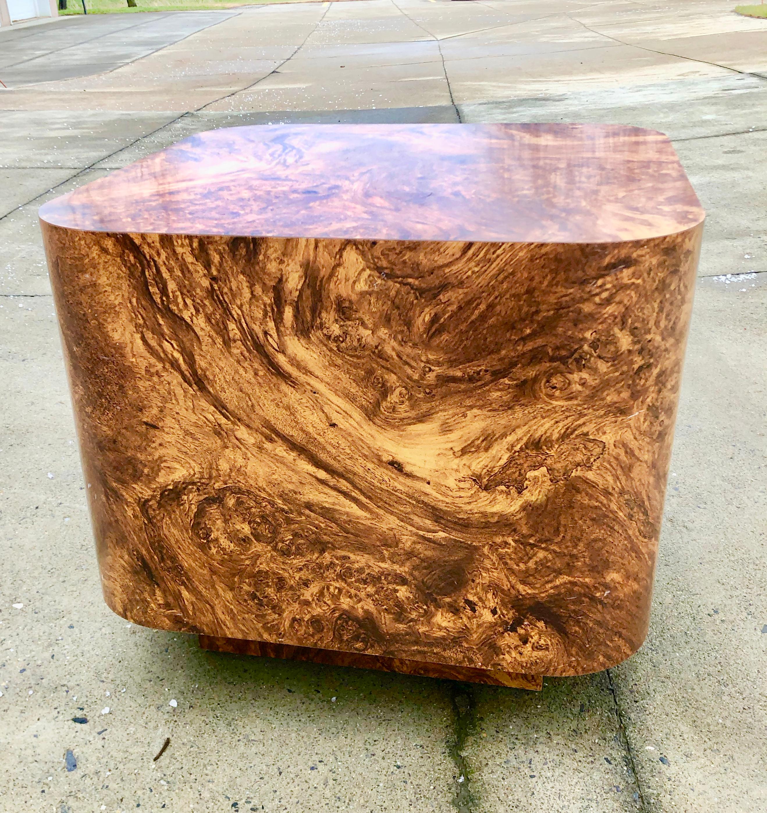 Modern Milo Baughman Burl Wood End Table or Coffee Table