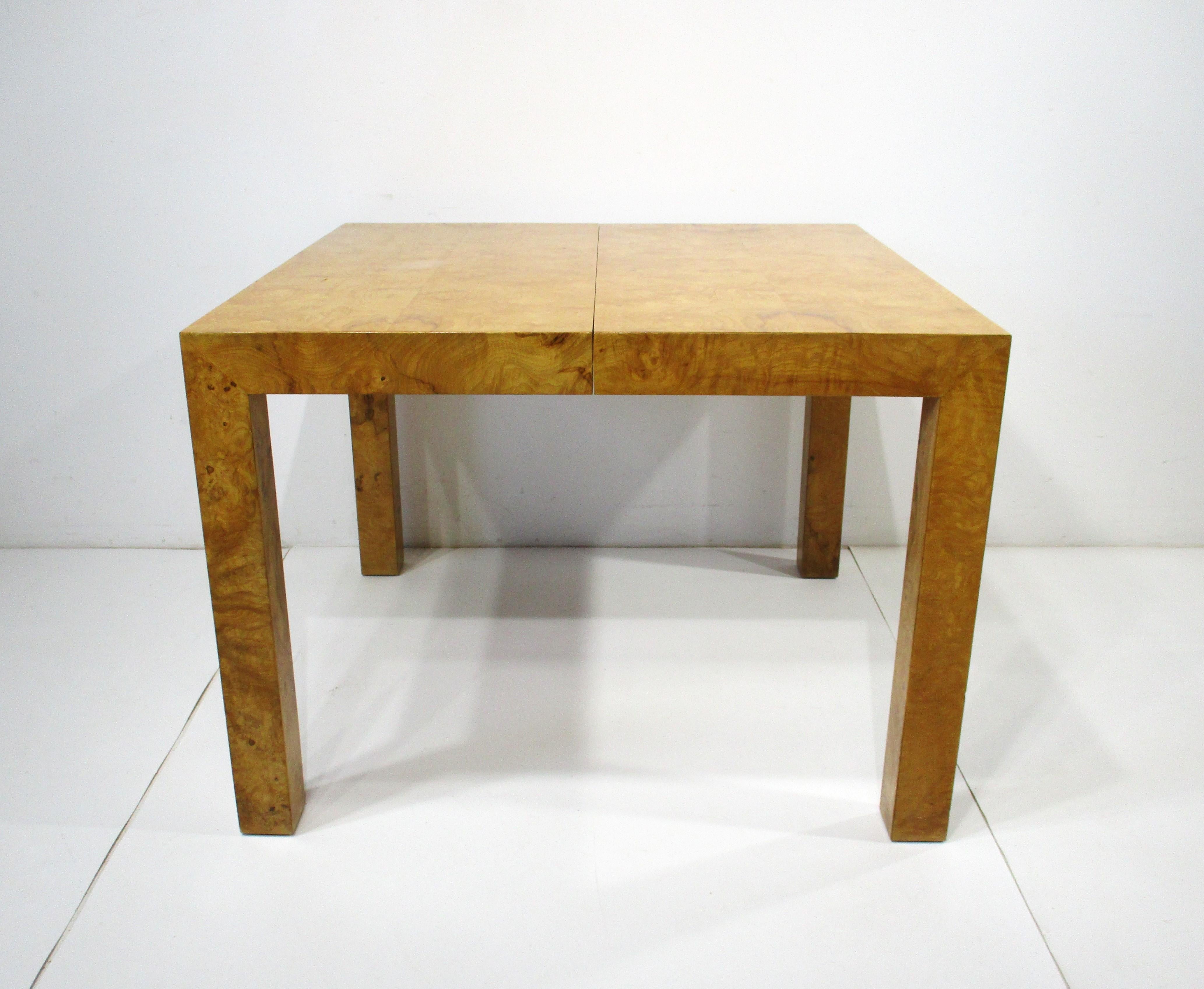 Mid-Century Modern Milo Baughman Burl Wood Expandable Dining Table for Thayer Coggin  For Sale
