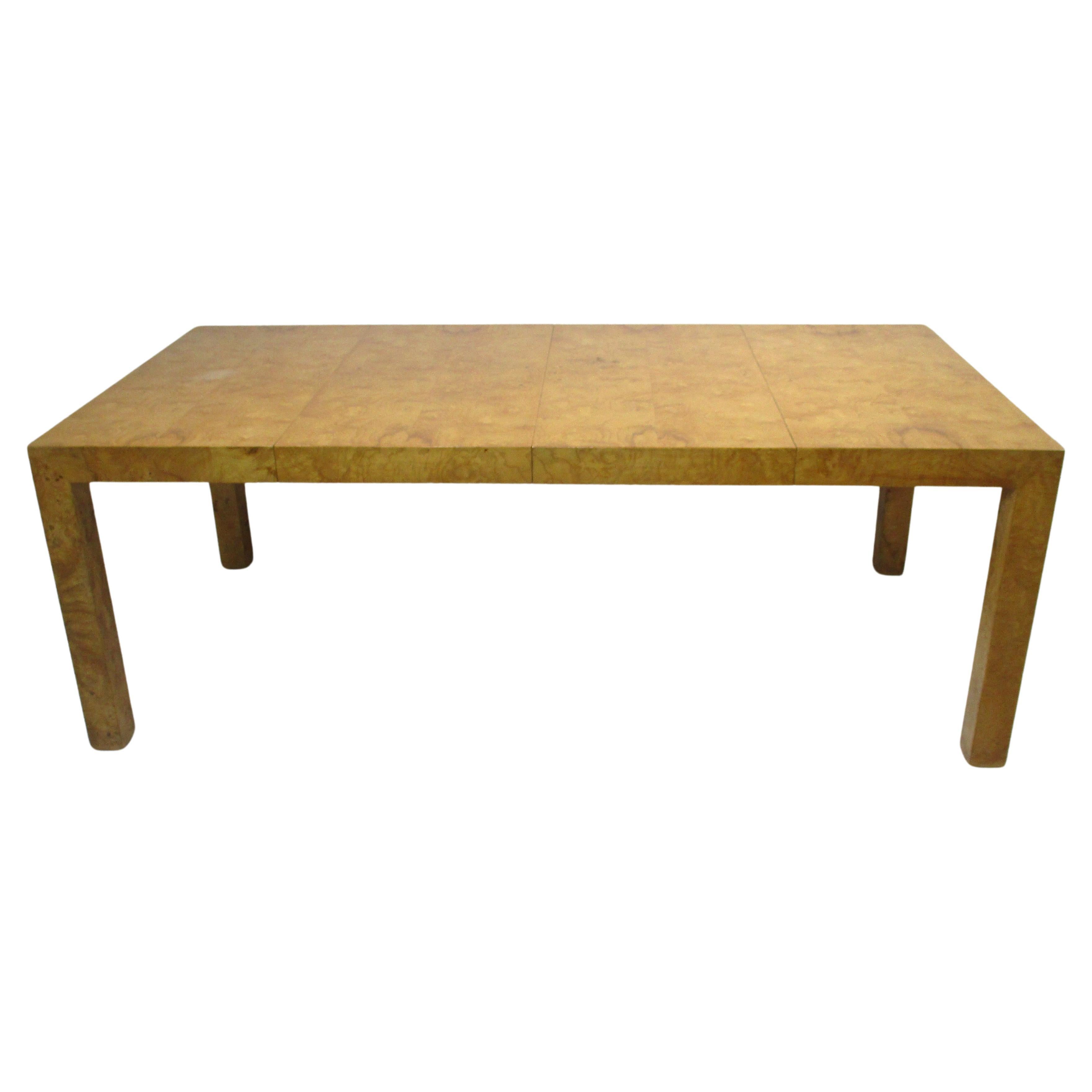 Milo Baughman Burl Wood Expandable Dining Table for Thayer Coggin 
