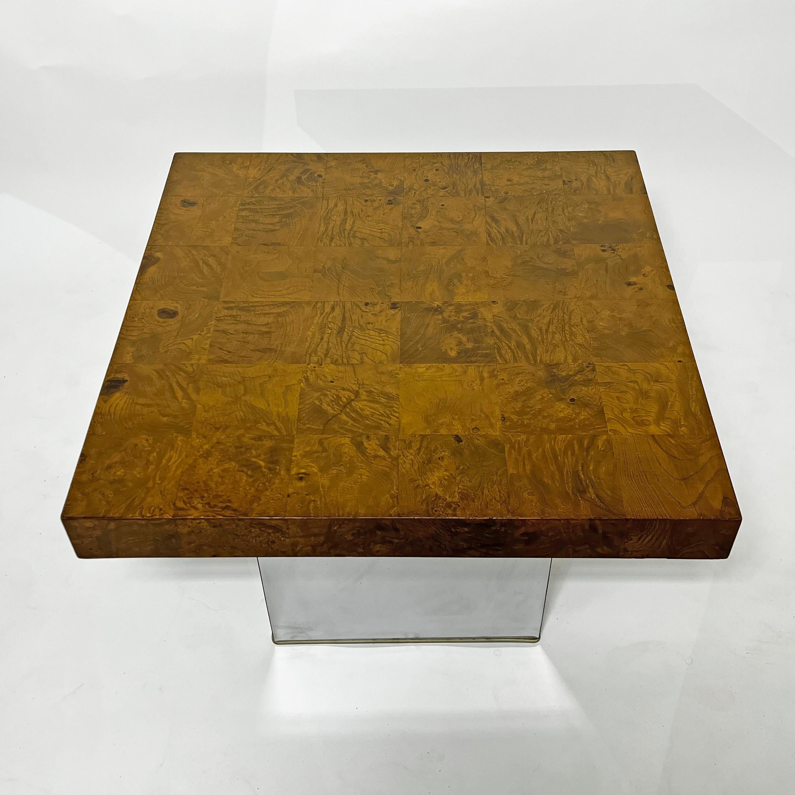 Mid-Century Modern Milo Baughman Burl Wood Occasional or Coffee Table Ca. 1970s