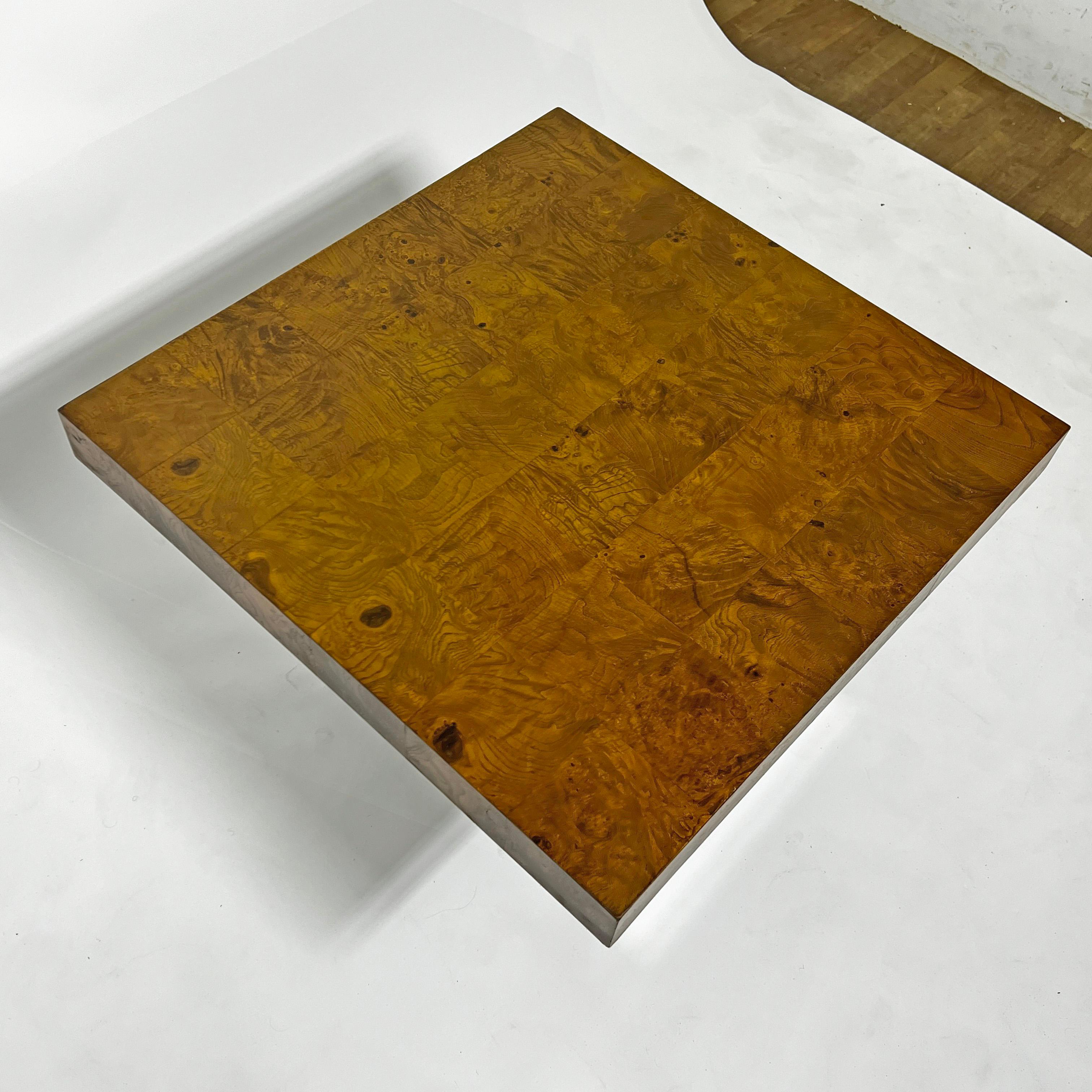 American Milo Baughman Burl Wood Occasional or Coffee Table Ca. 1970s