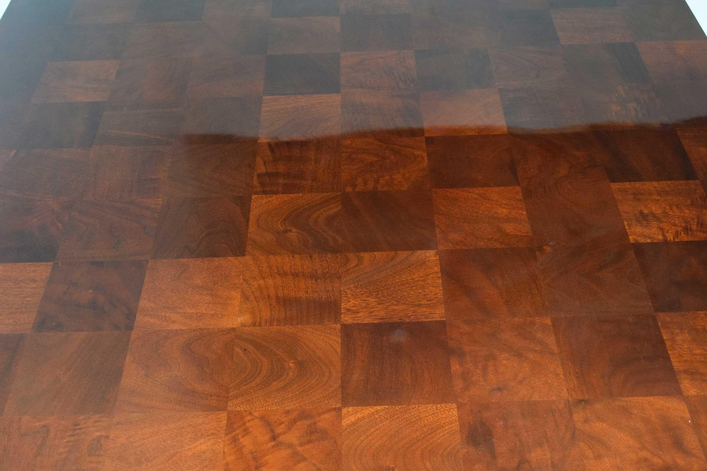 Milo Baughman Burl Wood Parquet Card or Dining Table 2