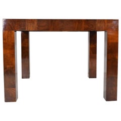 Milo Baughman Burl Wood Parquet Card or Dining Table