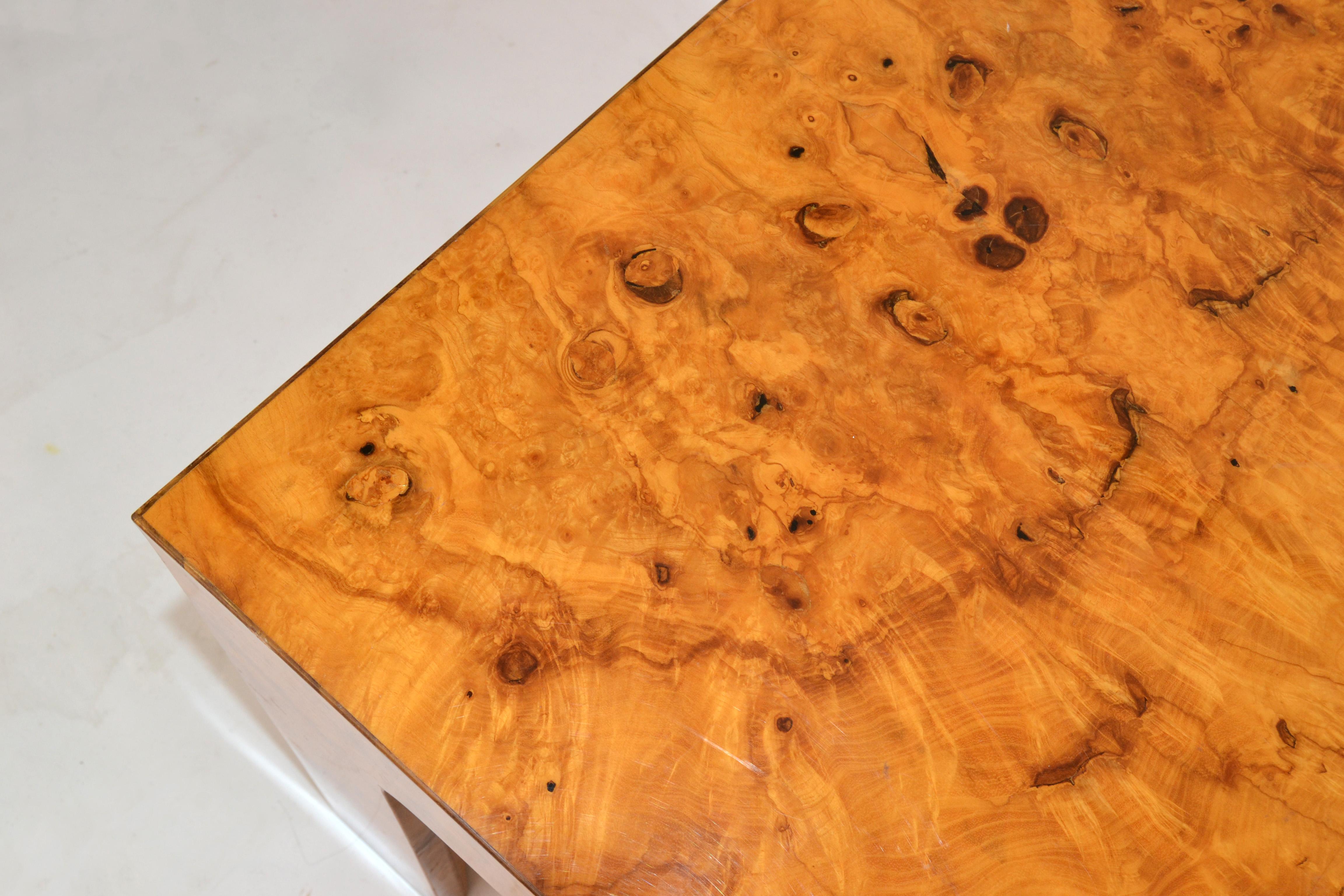 Baughman Style Burl Wood Rectangle Coffee End Table Mid-Century Modern 1980  For Sale 5