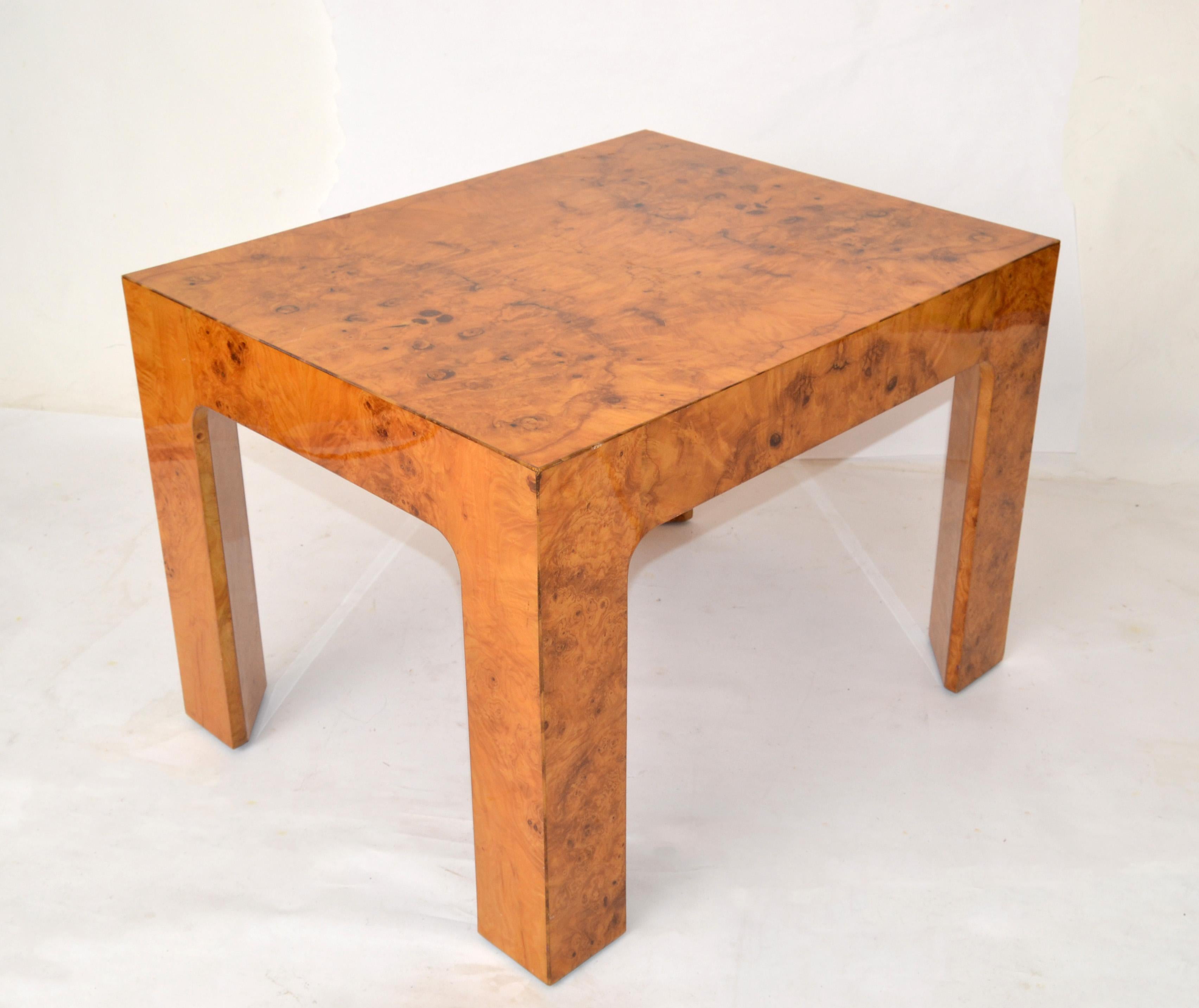 Mexican Baughman Style Burl Wood Rectangle Coffee End Table Mid-Century Modern 1980  For Sale