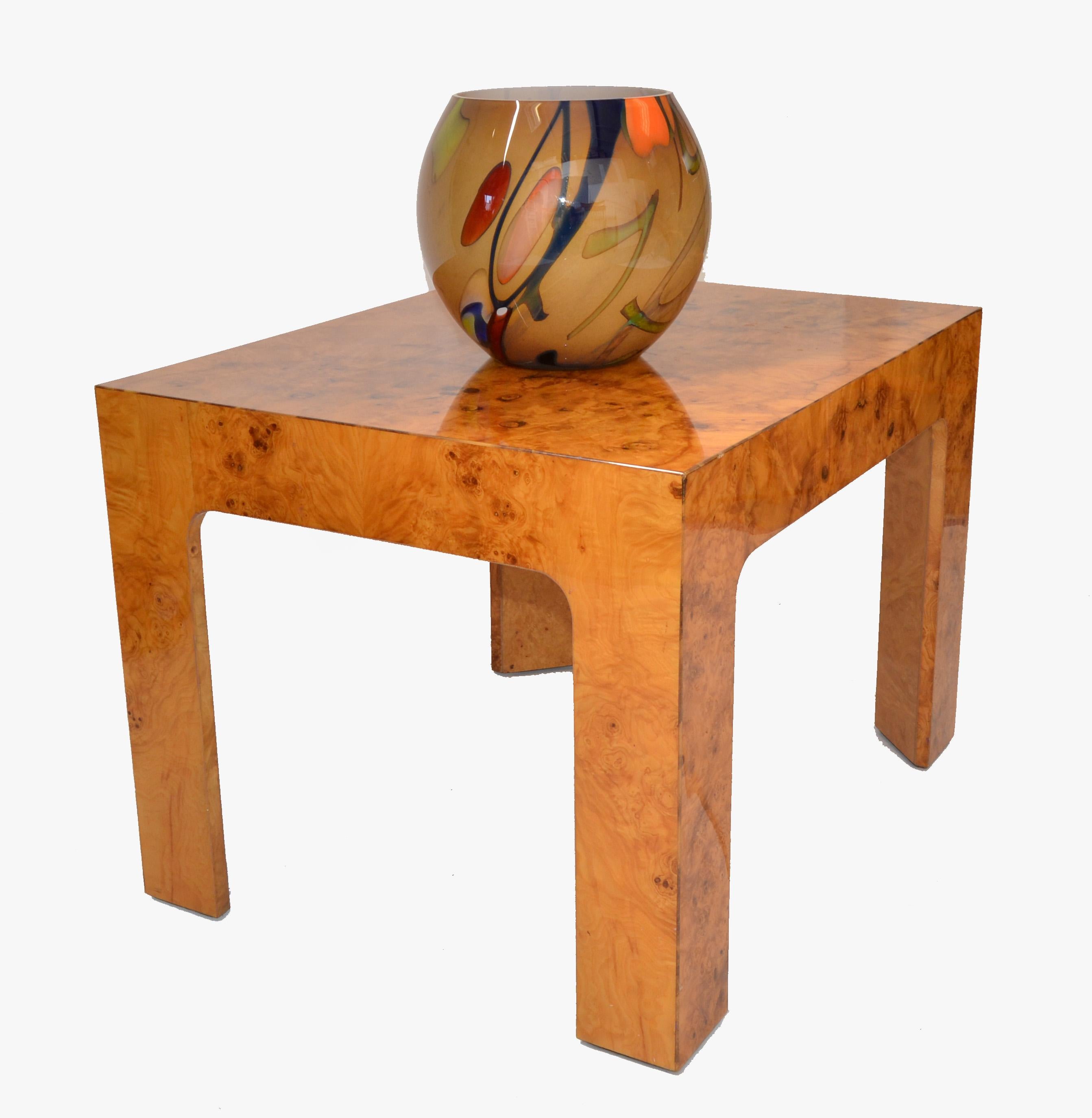 Baughman Style Burl Wood Rectangle Coffee End Table Mid-Century Modern 1980  In Good Condition For Sale In Miami, FL
