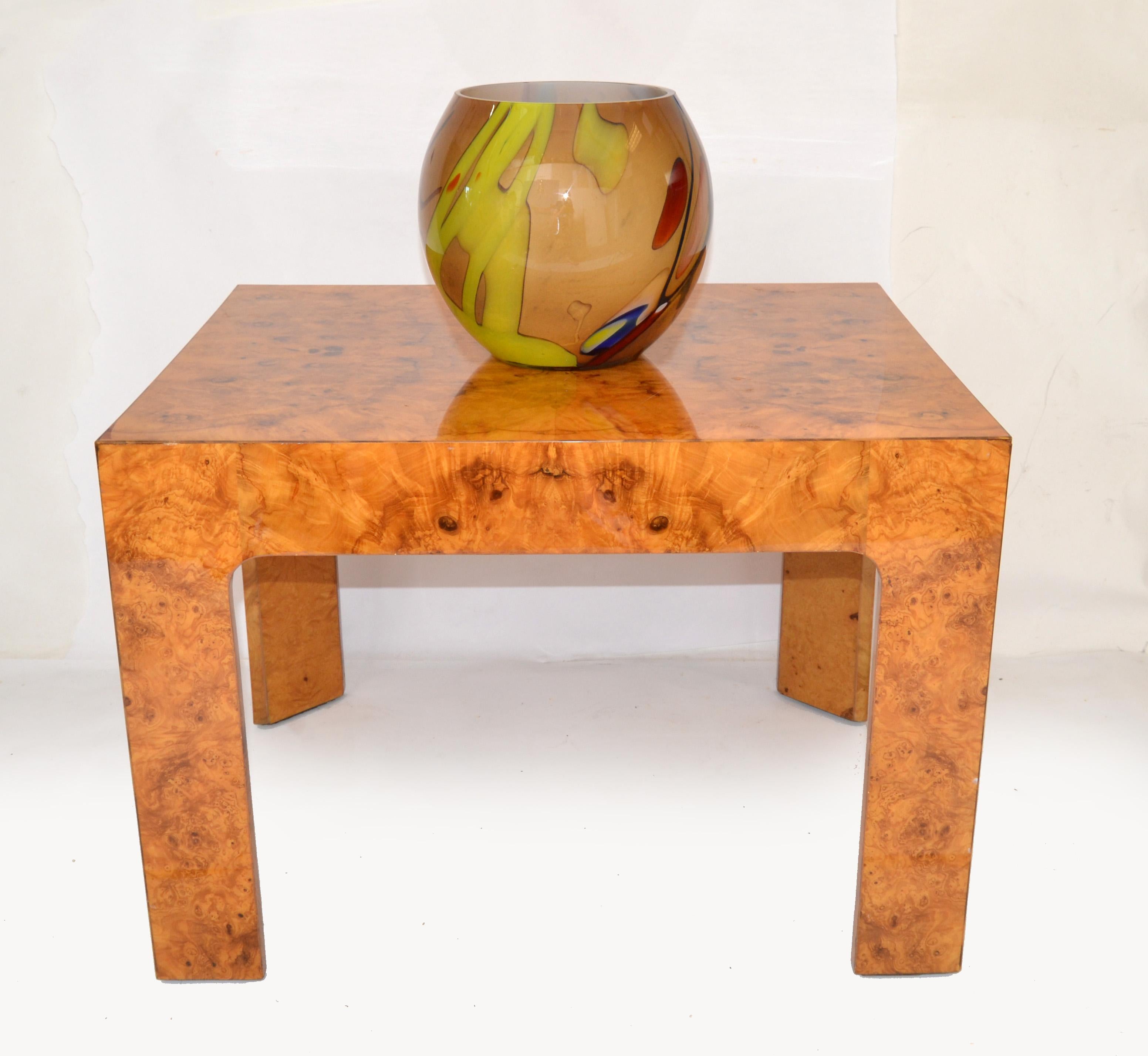 Late 20th Century Baughman Style Burl Wood Rectangle Coffee End Table Mid-Century Modern 1980  For Sale