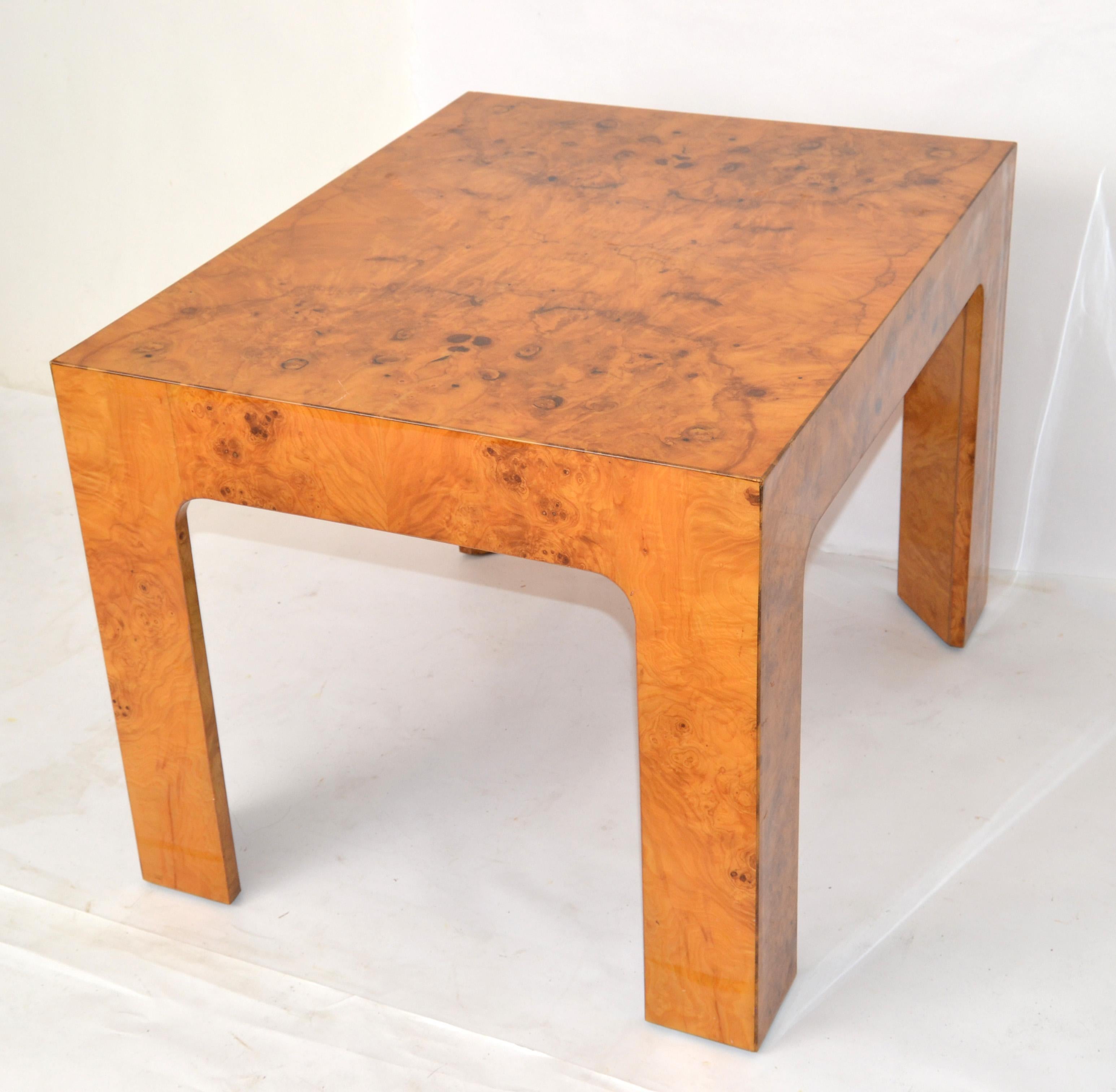 Baughman Style Burl Wood Rectangle Coffee End Table Mid-Century Modern 1980  For Sale 1