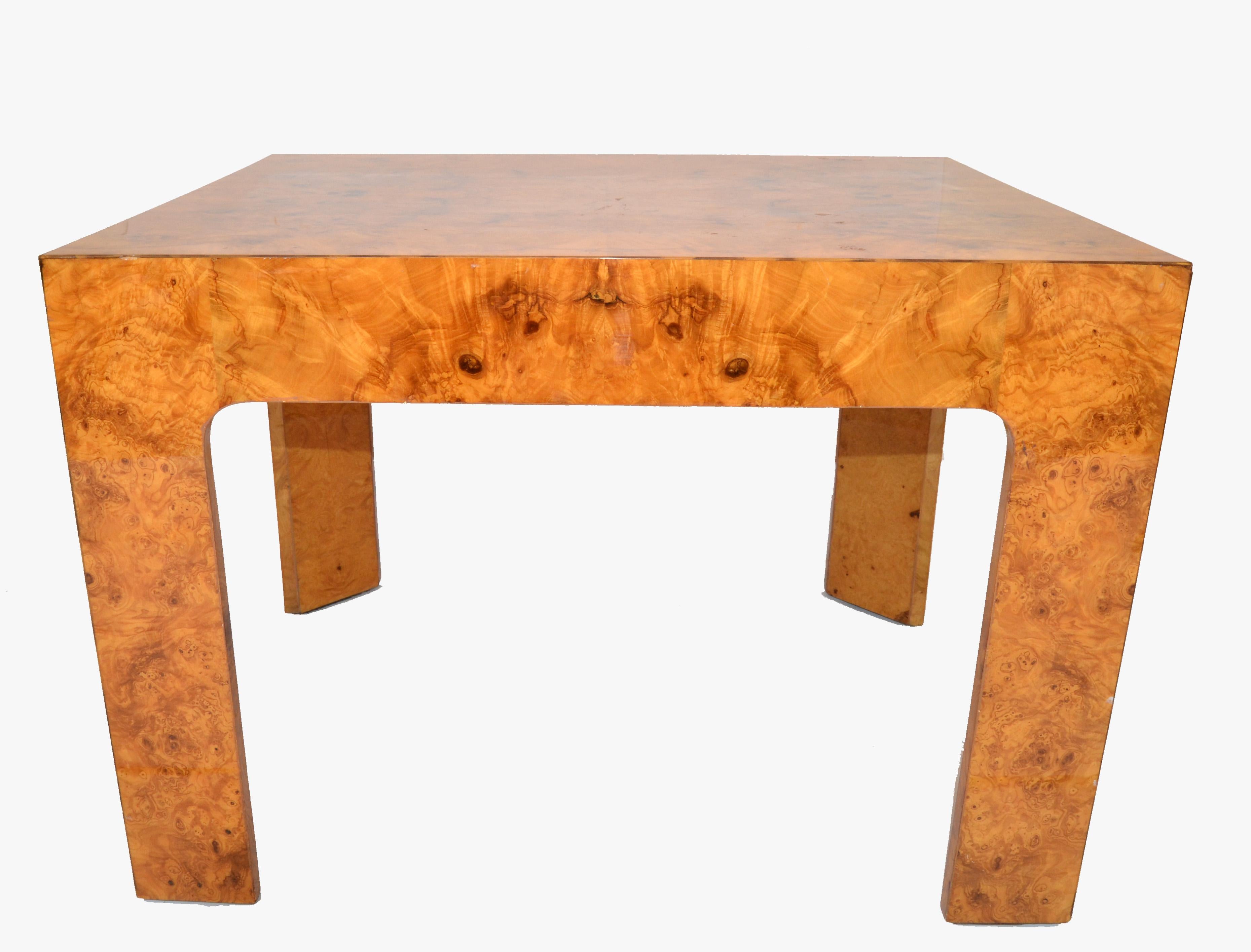 Baughman Style Burl Wood Rectangle Coffee End Table Mid-Century Modern 1980  For Sale 2