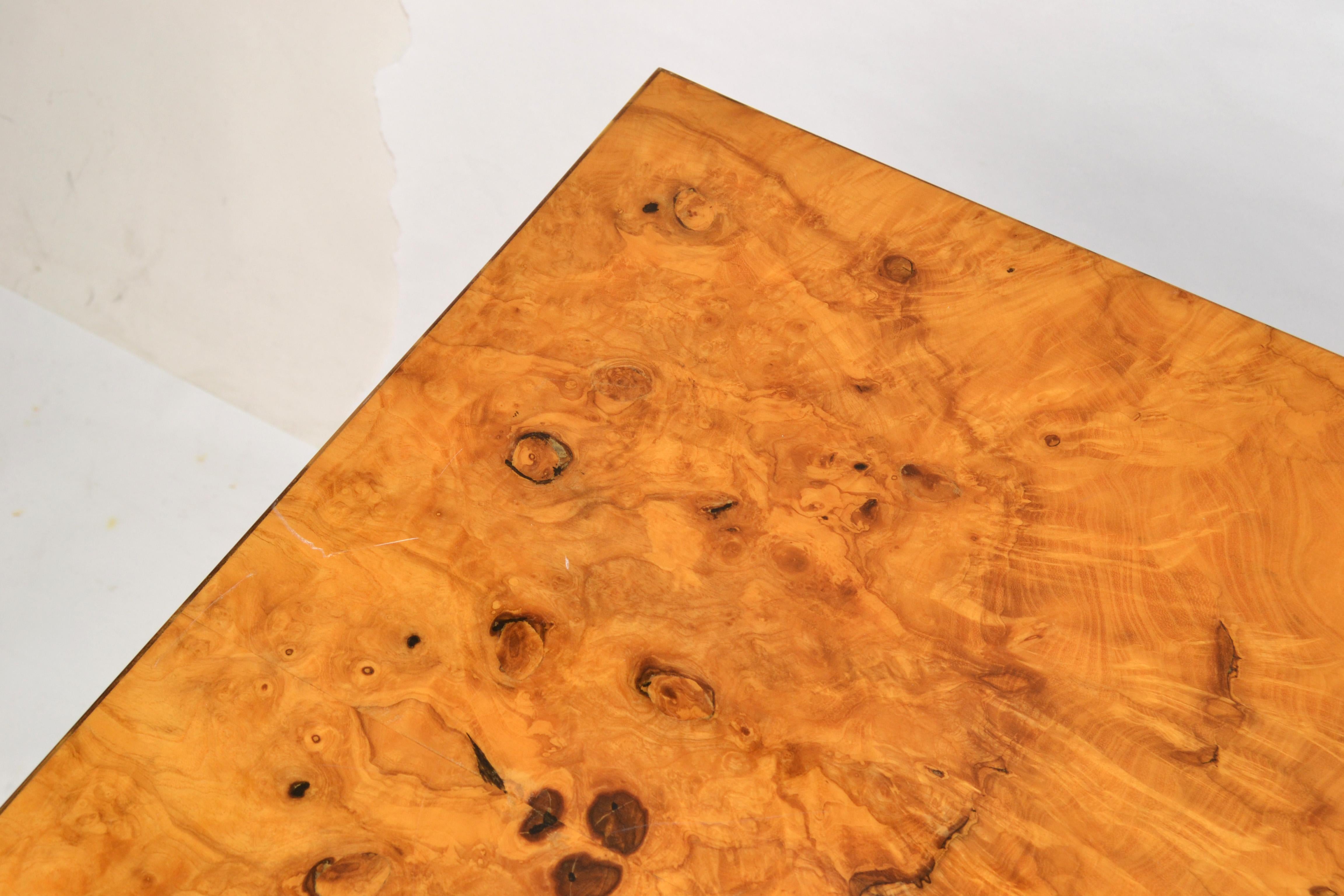 Baughman Style Burl Wood Rectangle Coffee End Table Mid-Century Modern 1980  For Sale 3