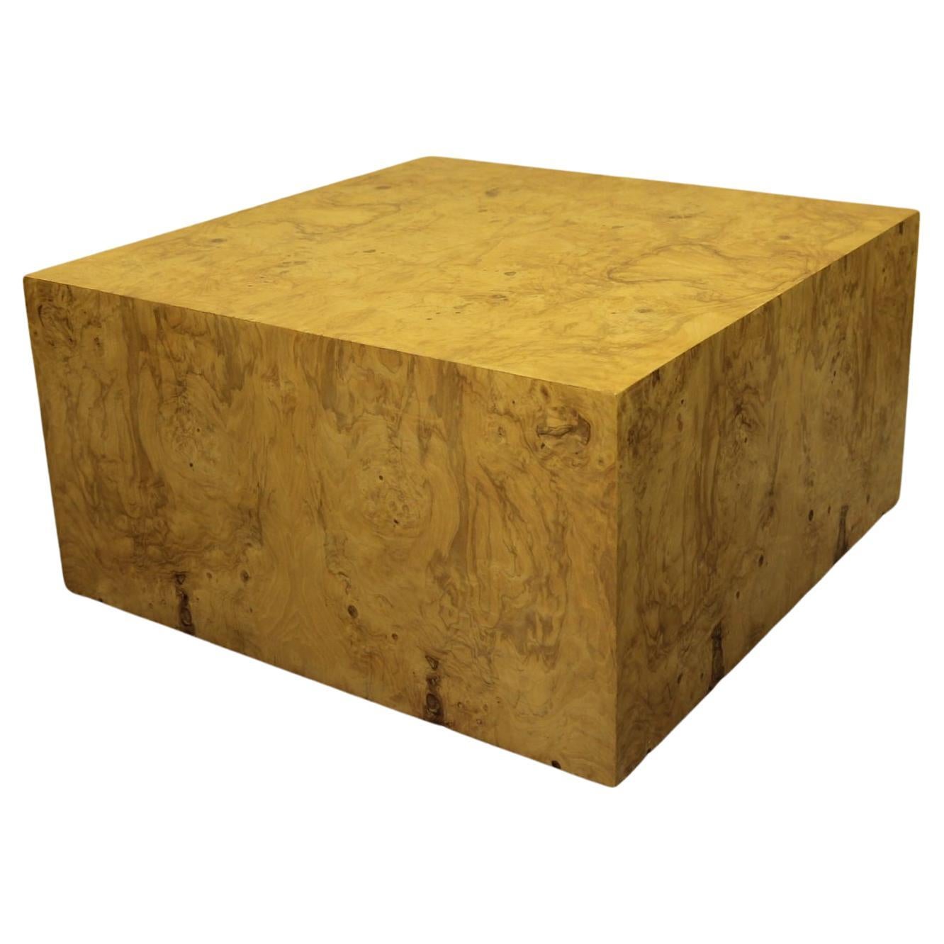 Milo Baughman Burled Olive Wood Coffee Table For Sale