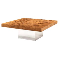 Milo Baughman Burlwood and Chrome Coffee Table, 1960