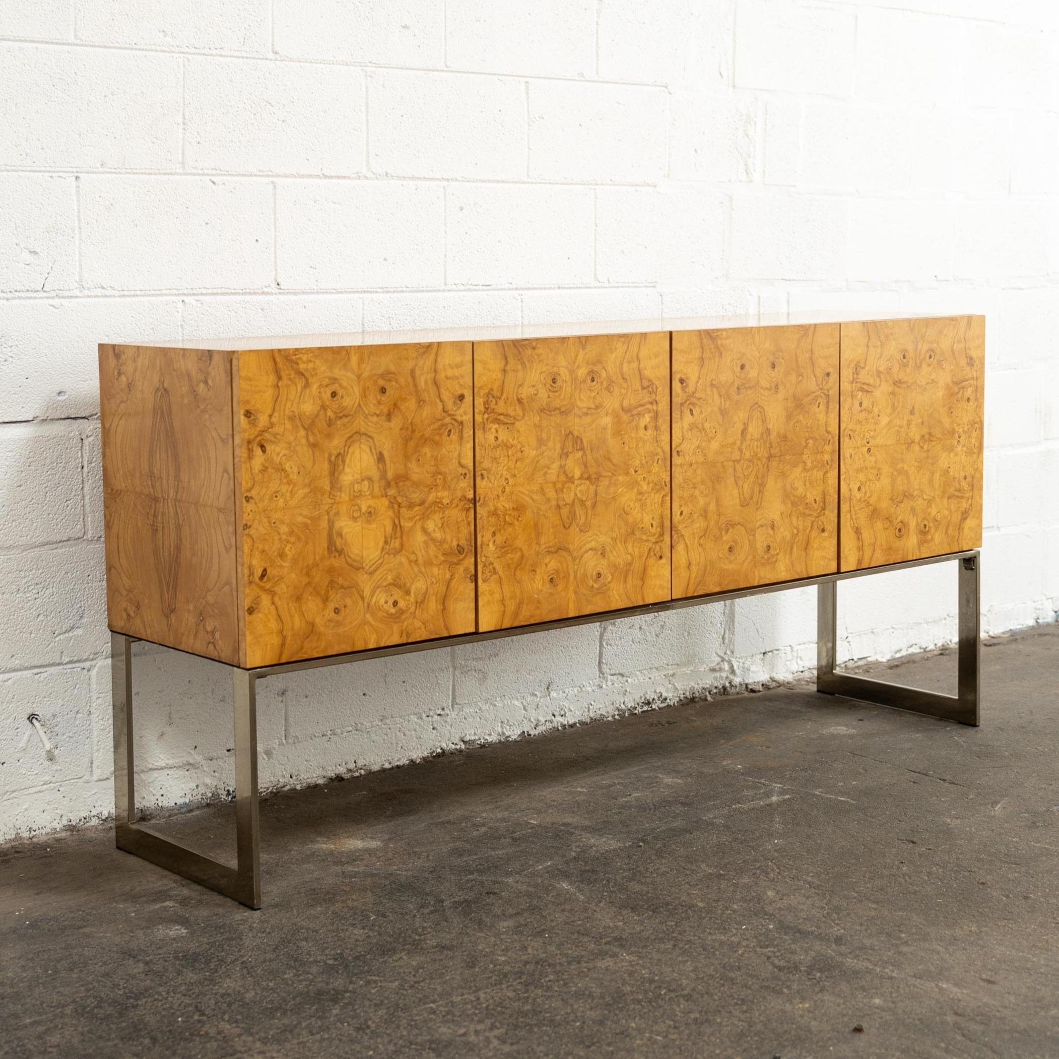 Late 20th Century Milo Baughman Burlwood Credenza for Thayer Coggin, c. 1970s