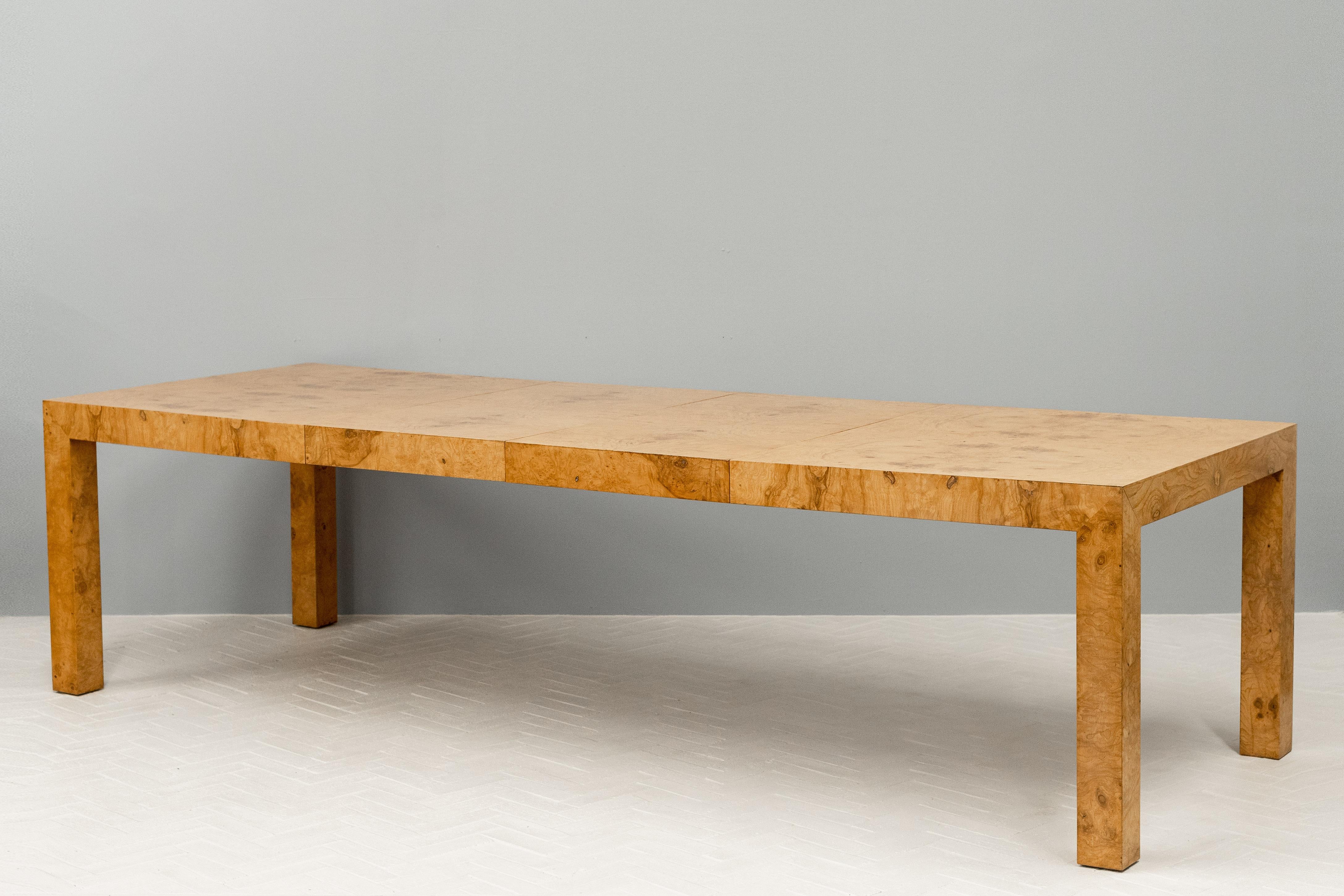 American Milo Baughman Burlwood Dining Table