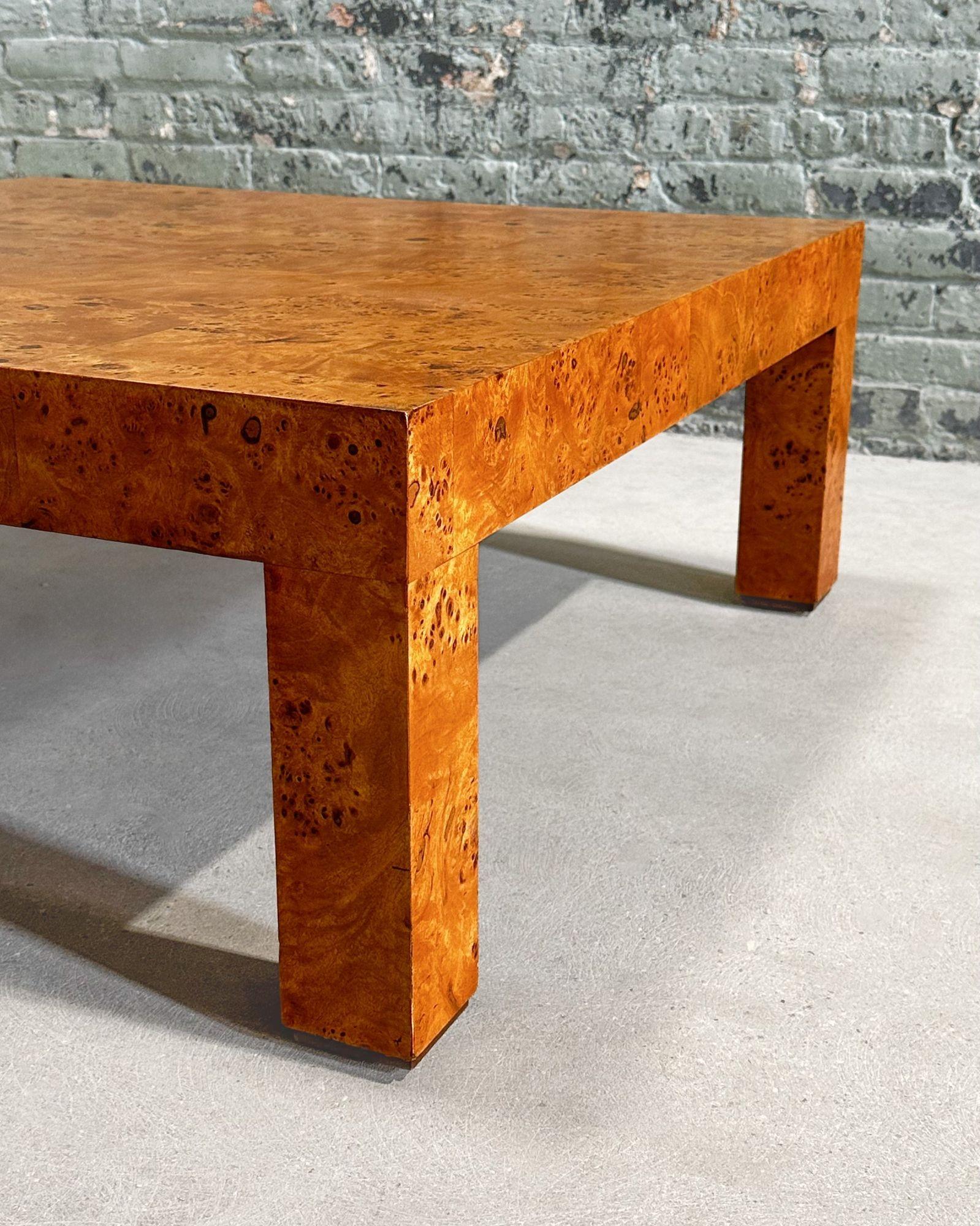Milo Baughman Burlwood Parsons Coffee Table, 1970 In Excellent Condition For Sale In Chicago, IL