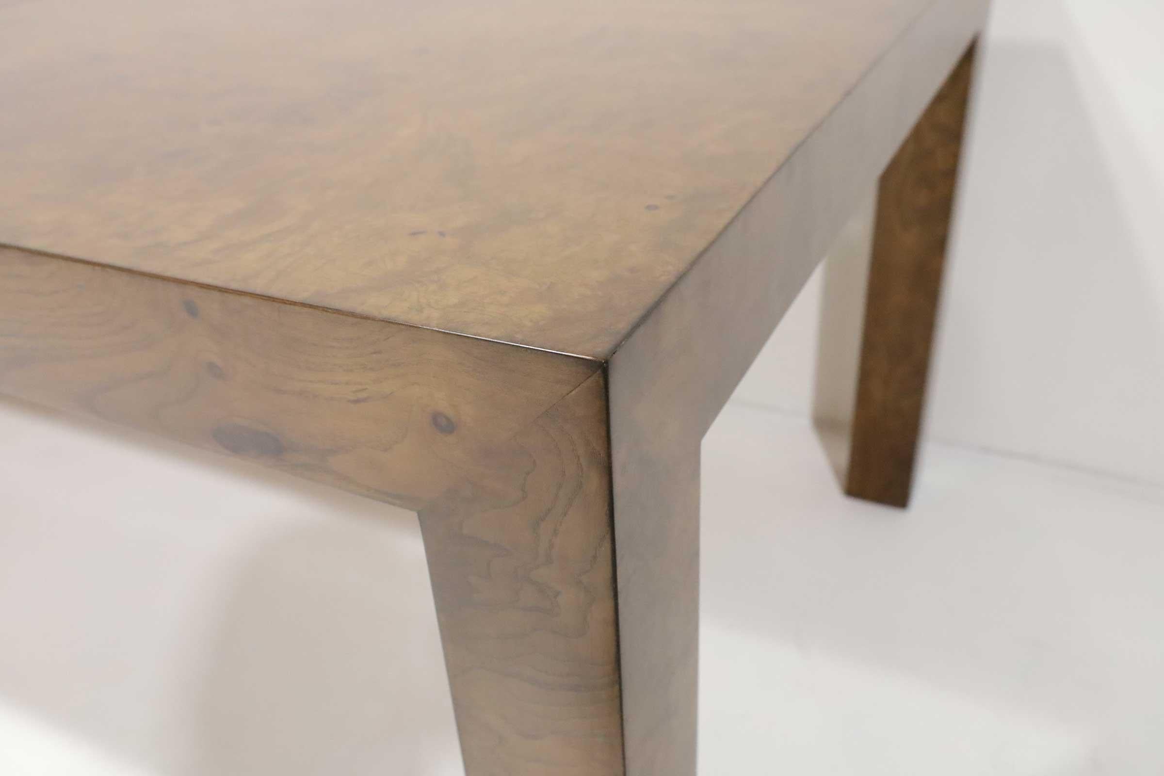 Mid-Century Modern Milo Baughman Burlwood Parsons Dining Table For Sale