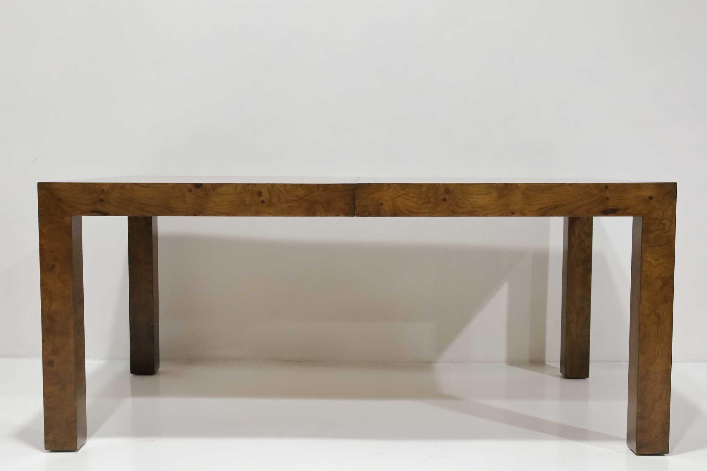 Milo Baughman Burlwood Parsons Dining Table For Sale 2