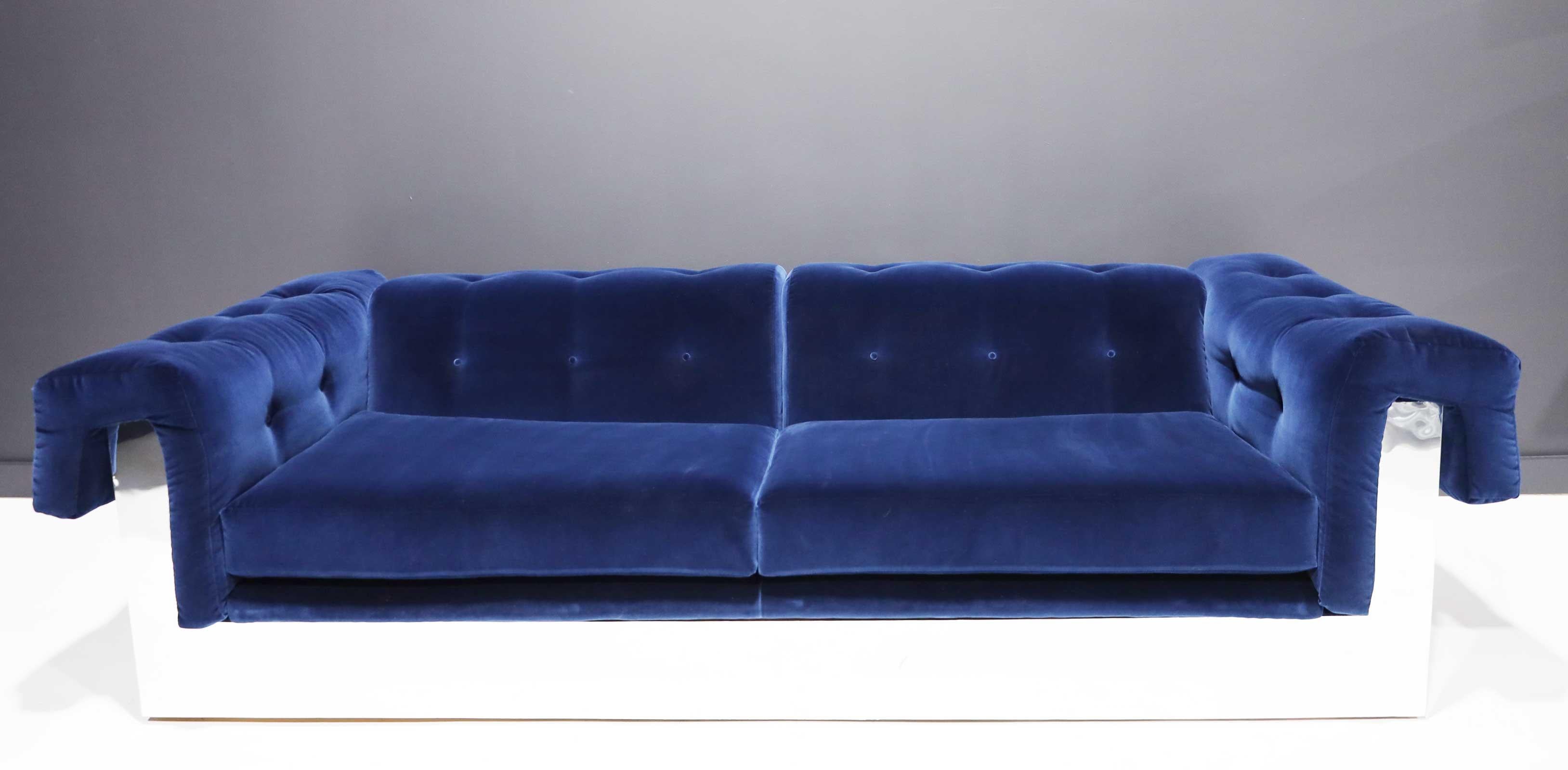 french blue sofa
