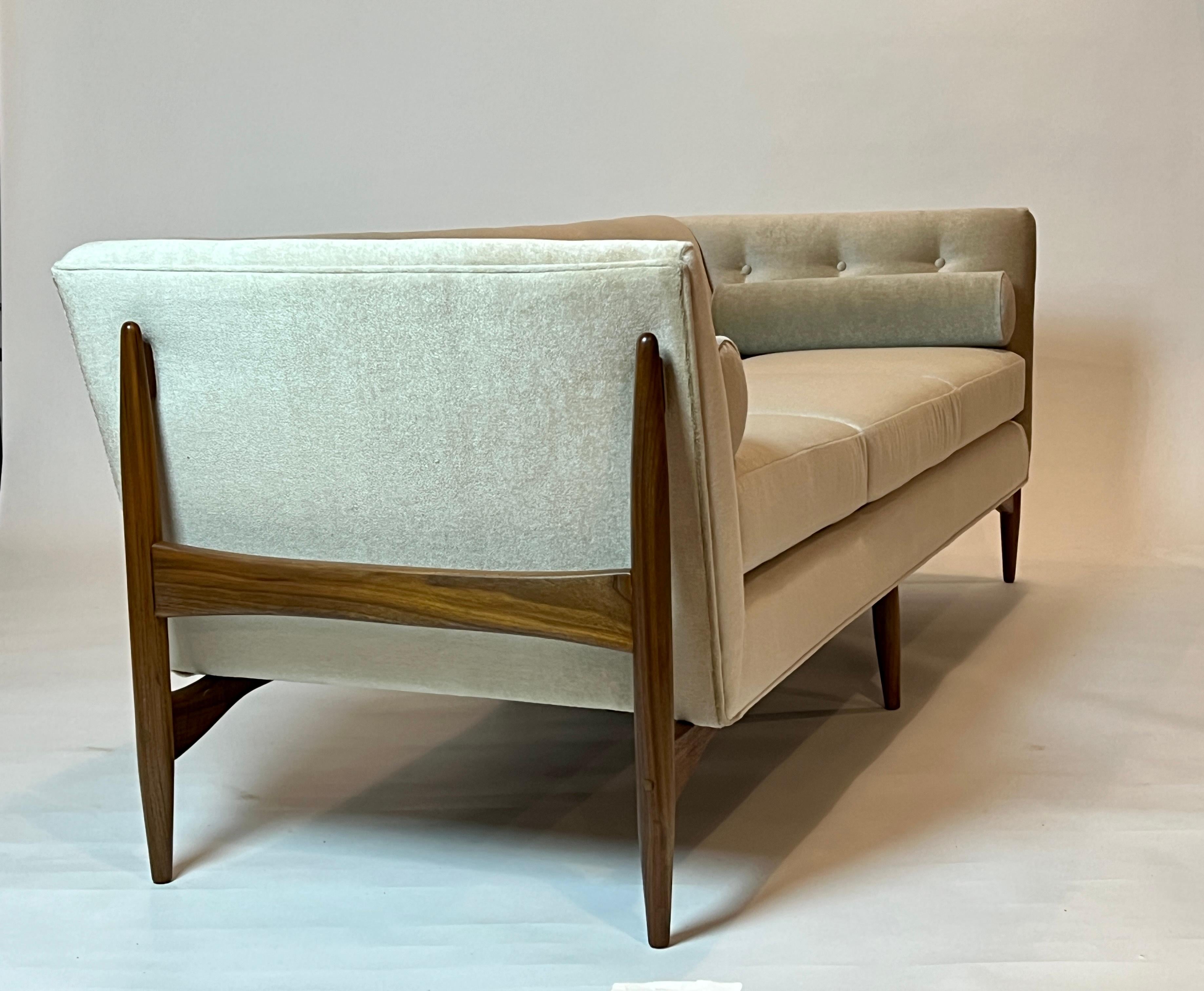 Mohair Milo Baughman Button Up Sofa for Thayer Coggin For Sale