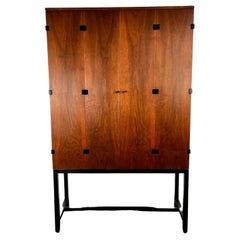 Retro Milo Baughman Cabinet in Walnut and Black Lacquer for Directional