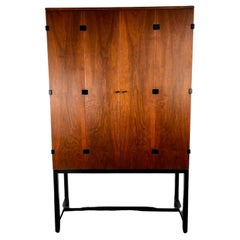 Milo Baughman Cabinet in Walnut and Black Lacquer for Directional