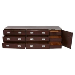 Milo Baughman Campaign Chest Espresso Brown w/ Nickel Trim Mid Century Modern