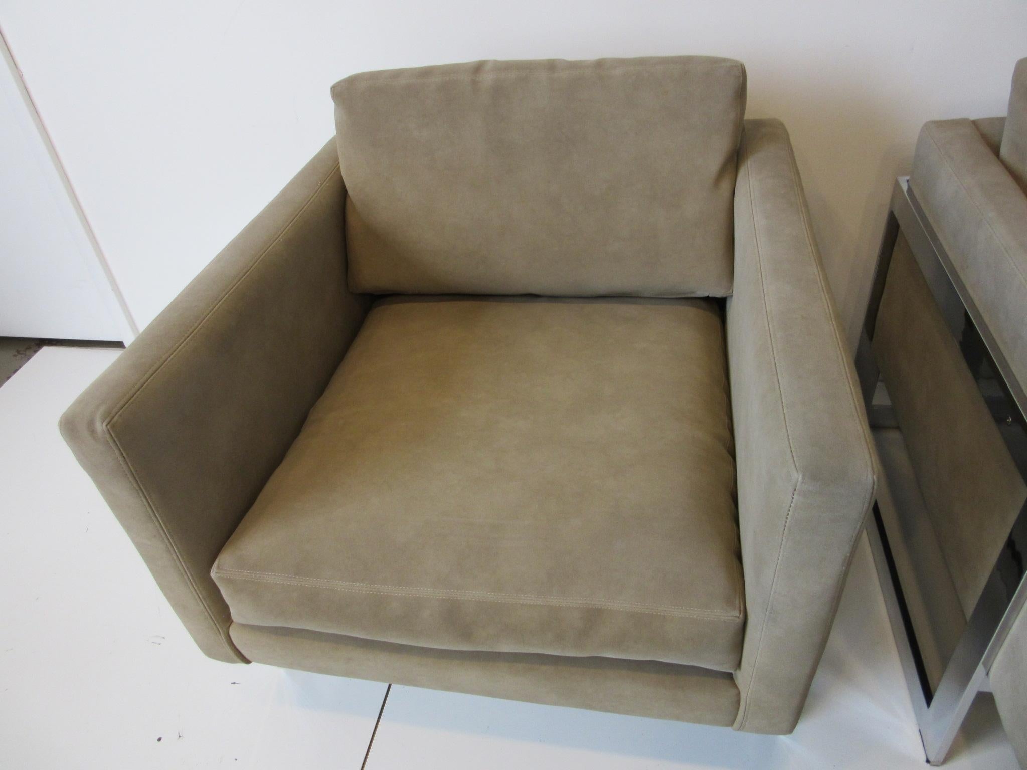 Upholstery Milo Baughman Cantilever Cube Chairs for Thayer Coggin