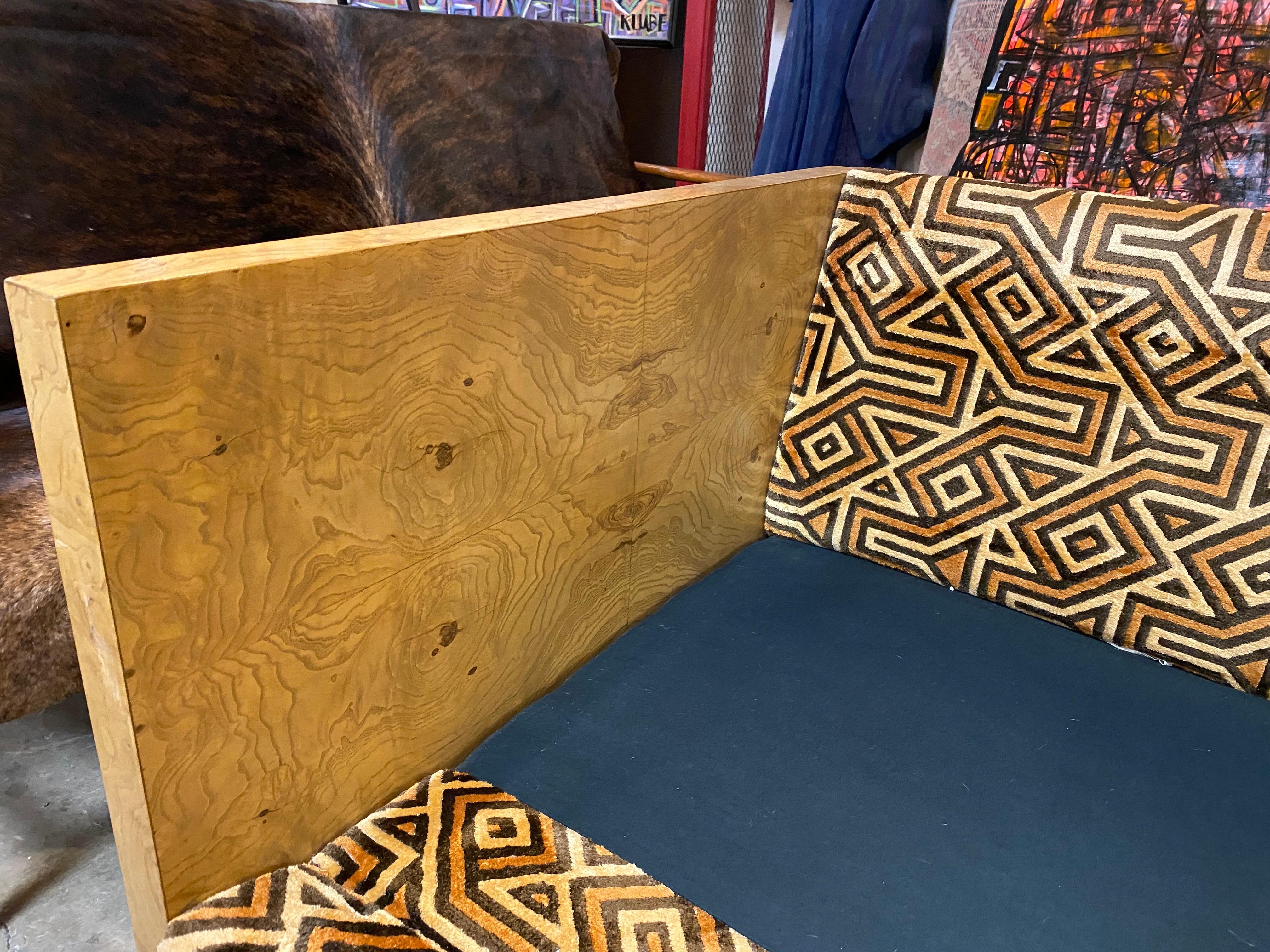 Milo Baughman Case Sofa for Thayer Coggin, Burl Wood with Original Larsen Fabric 2