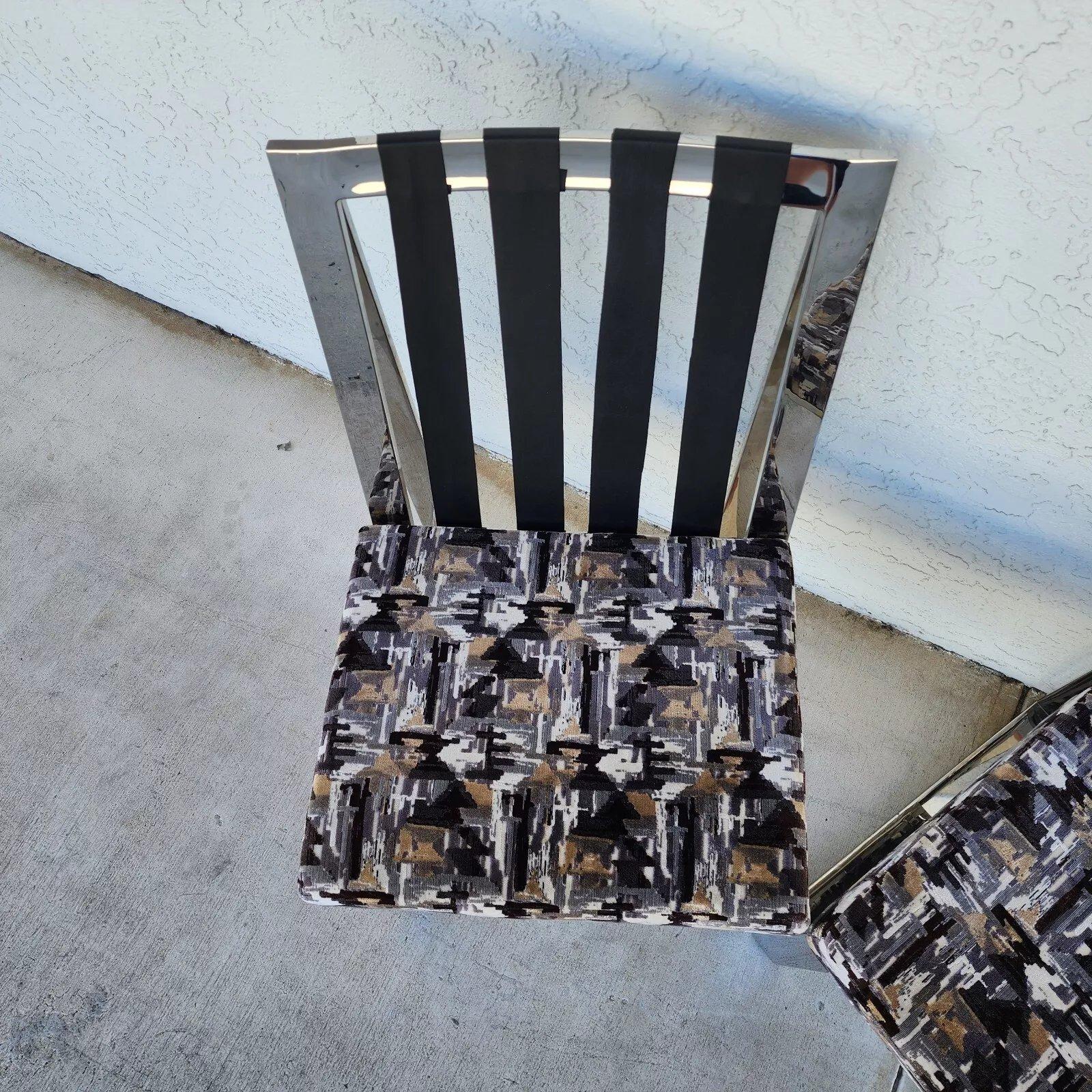 Milo Baughman Chairs MCM Stainless Steel Pair For Sale 6