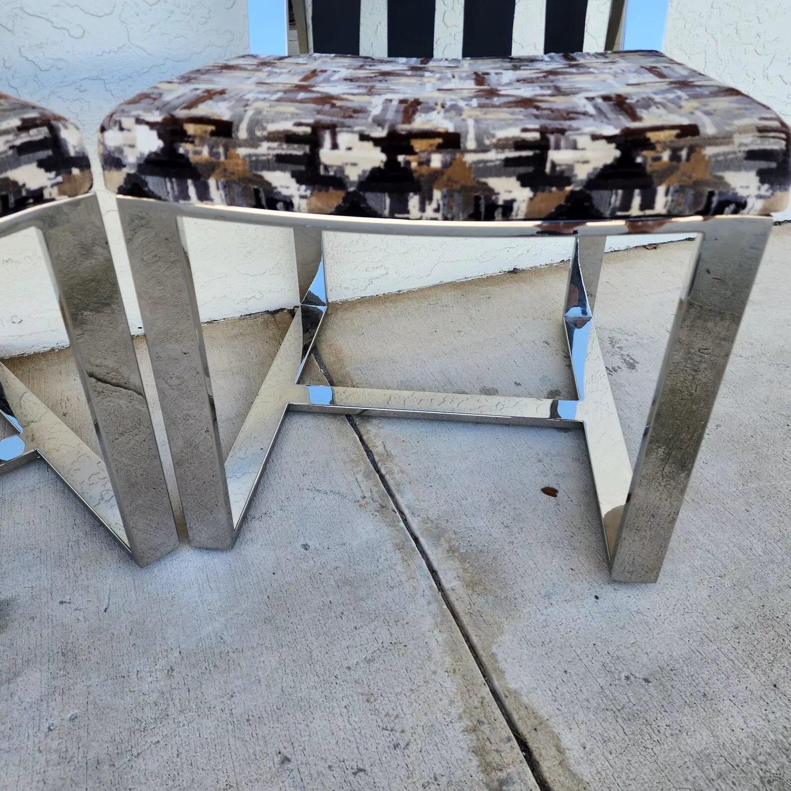 Milo Baughman Chairs MCM Stainless Steel Pair For Sale 7