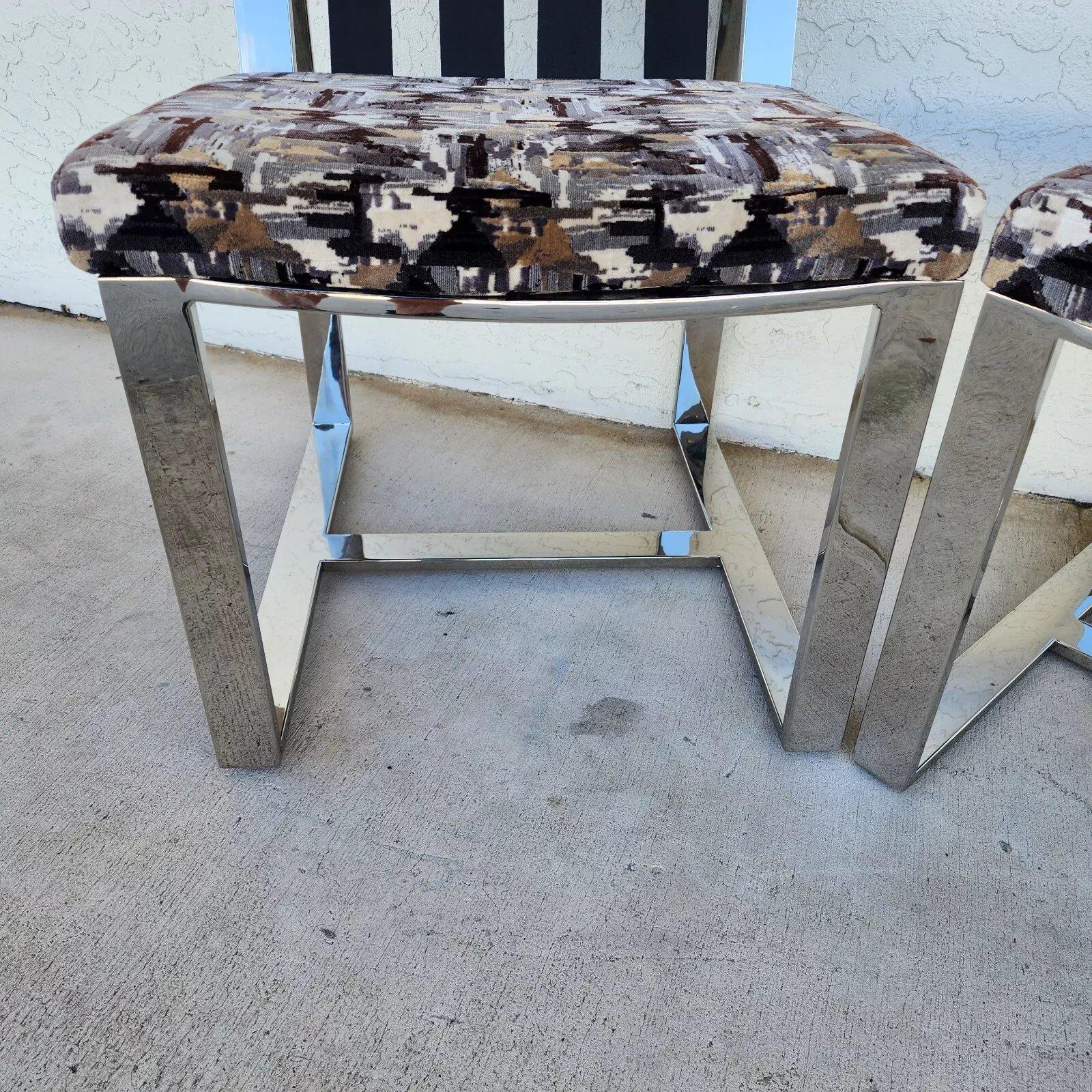 Milo Baughman Chairs MCM Stainless Steel Pair For Sale 8