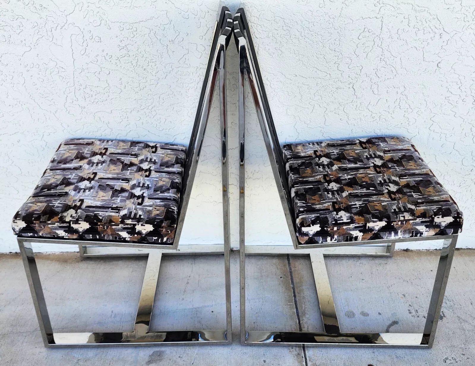 Milo Baughman Chairs MCM Stainless Steel Pair In Good Condition For Sale In Lake Worth, FL