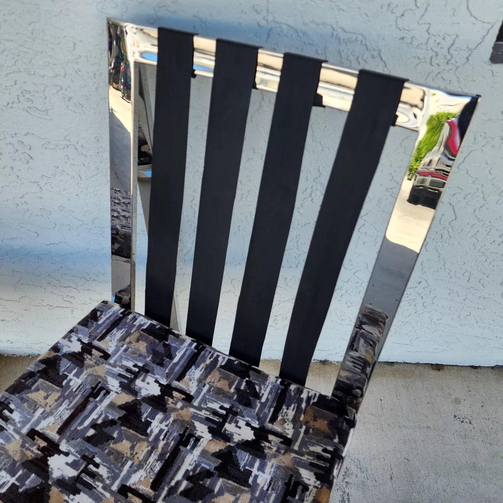 Milo Baughman Chairs MCM Stainless Steel Pair For Sale 2