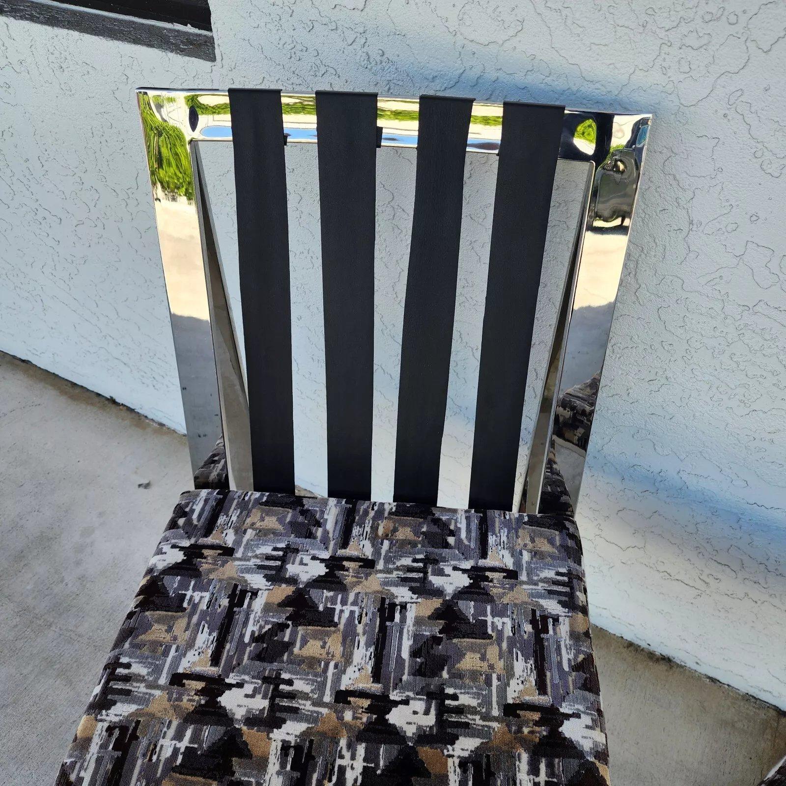 Milo Baughman Chairs MCM Stainless Steel Pair For Sale 4