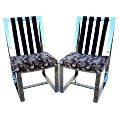 Paire de chaises Milo Baughman MCM en acier inoxydable