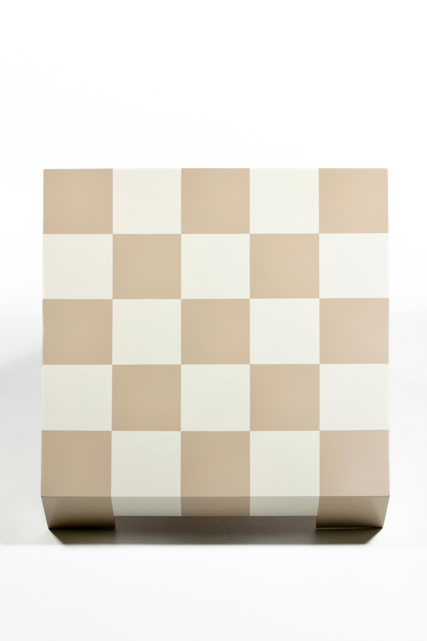 Mesa de centro Milo Baughman de damero en arena y laca marfil c. 1969 Lacado en venta